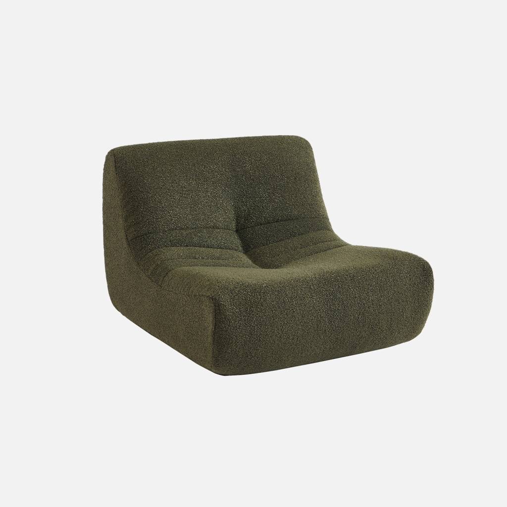 Fauteuil chauffeuse enfant bouclette texturée 1 place kaki