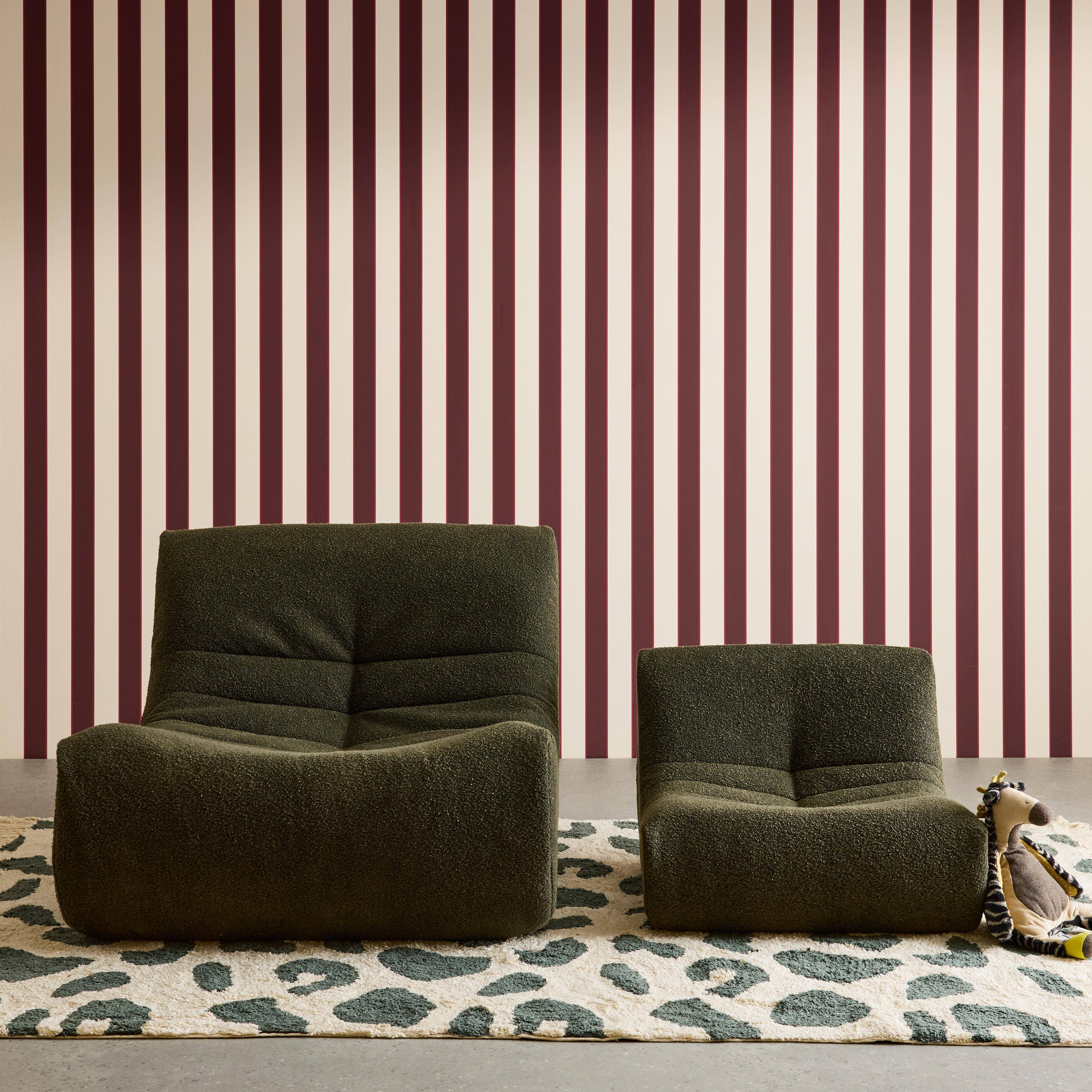 Fotel dziecięcy z teksturowanego bouclé, 1-osobowy, khaki - Sokol Kids,sweeek,Photo4