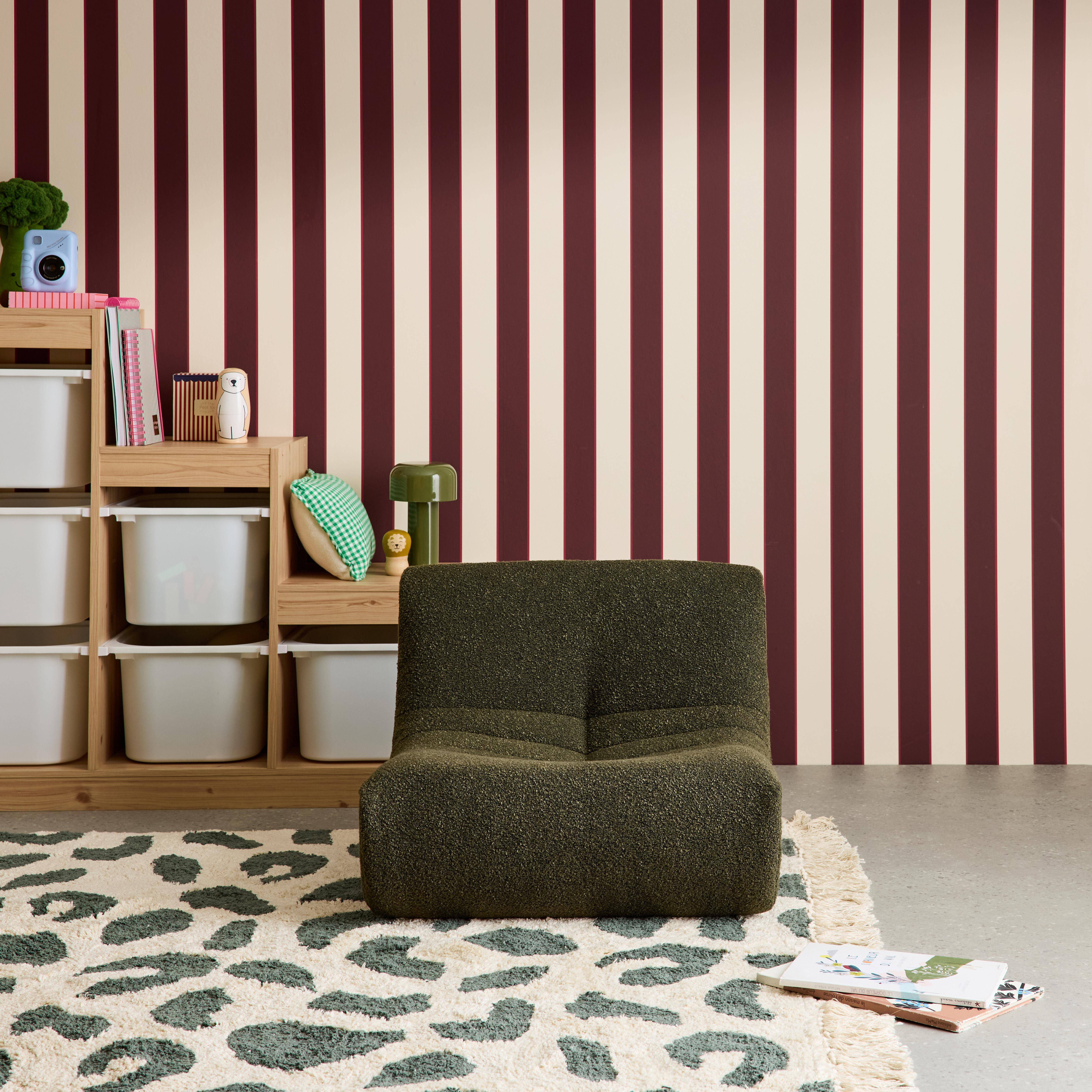 Fotel dziecięcy z teksturowanego bouclé, 1-osobowy, khaki - Sokol Kids,sweeek,Photo2