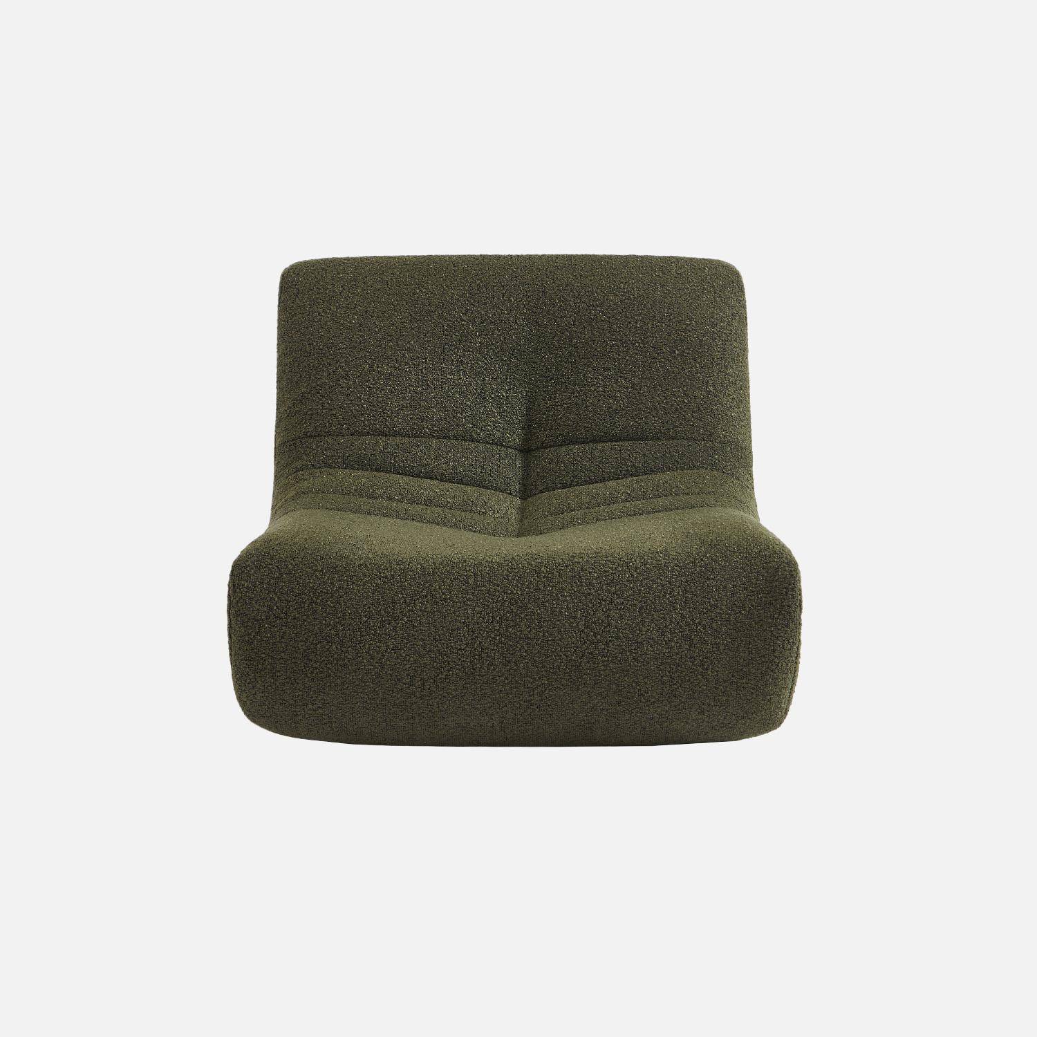 Fauteuil chauffeuse enfant bouclette texturée 1 place kaki - Sokol Kids Photo2