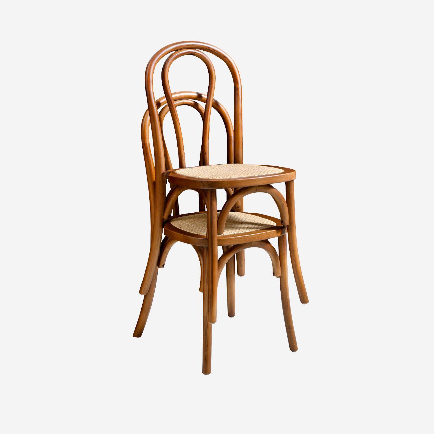 Silla vintage de madera y ratán (juego de 2), Bastille, Madera de nogal, 48x49.5x90 cm Photo7