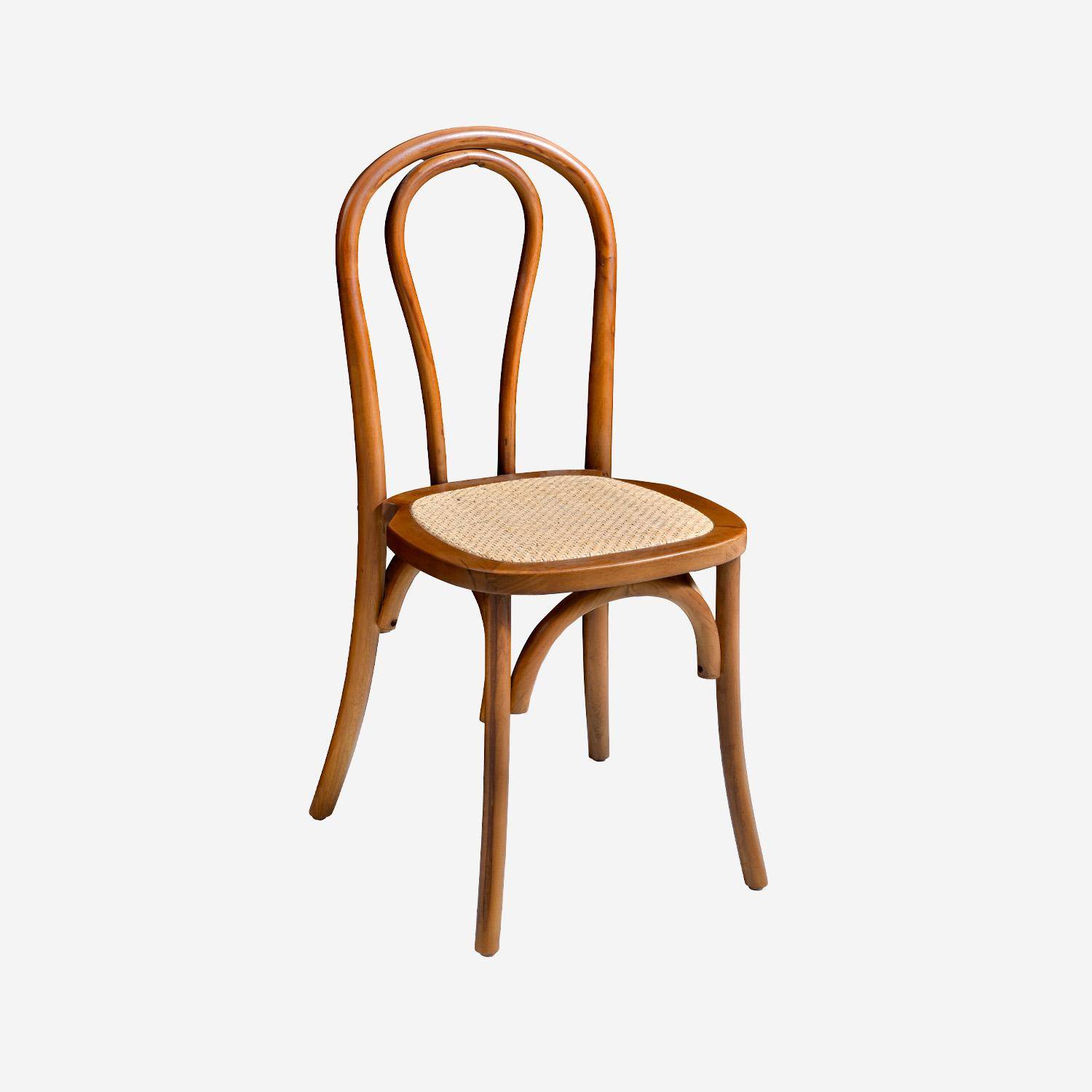 Silla vintage de madera y ratán (juego de 2), Bastille, Madera de nogal, 48x49.5x90 cm,sweeek,Photo5