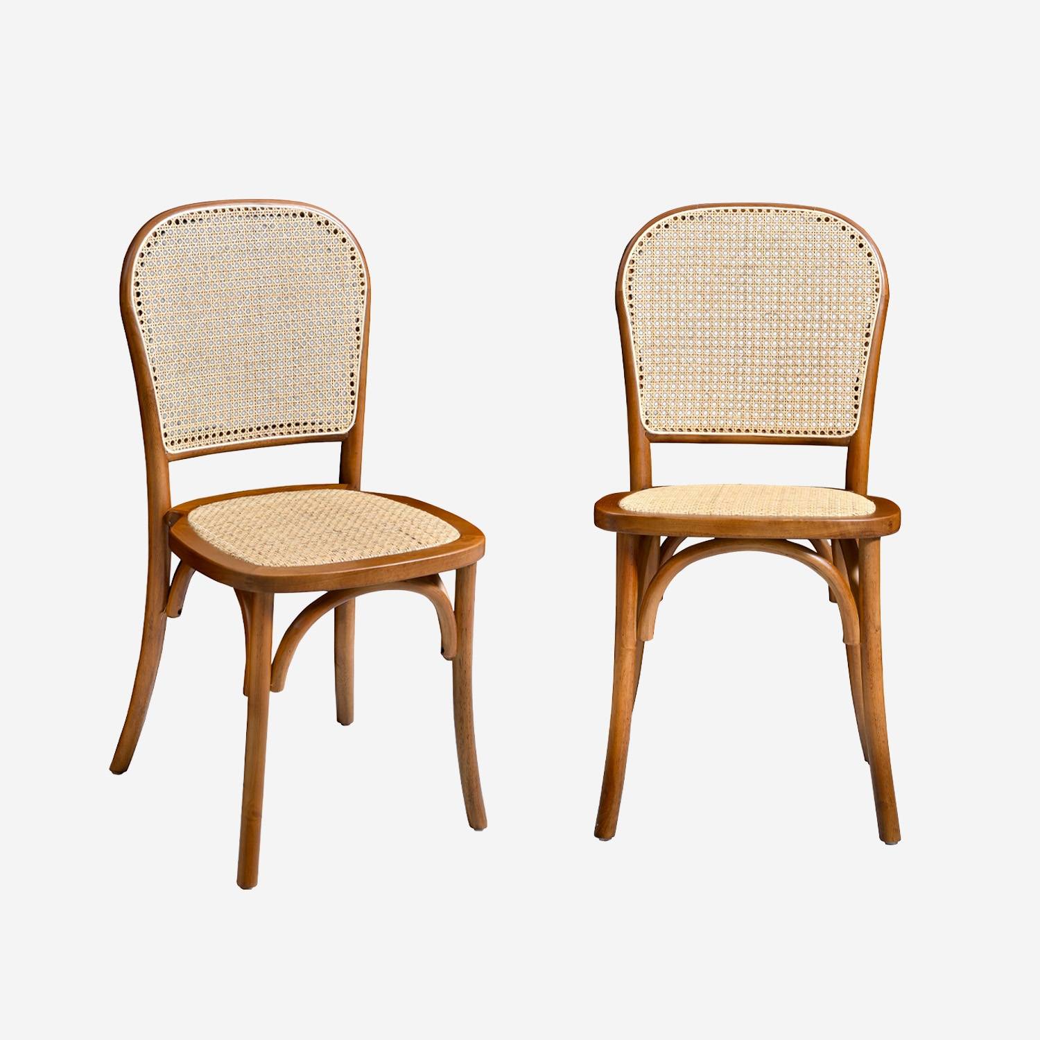 Silla vintage de madera y ratán (juego de 2)