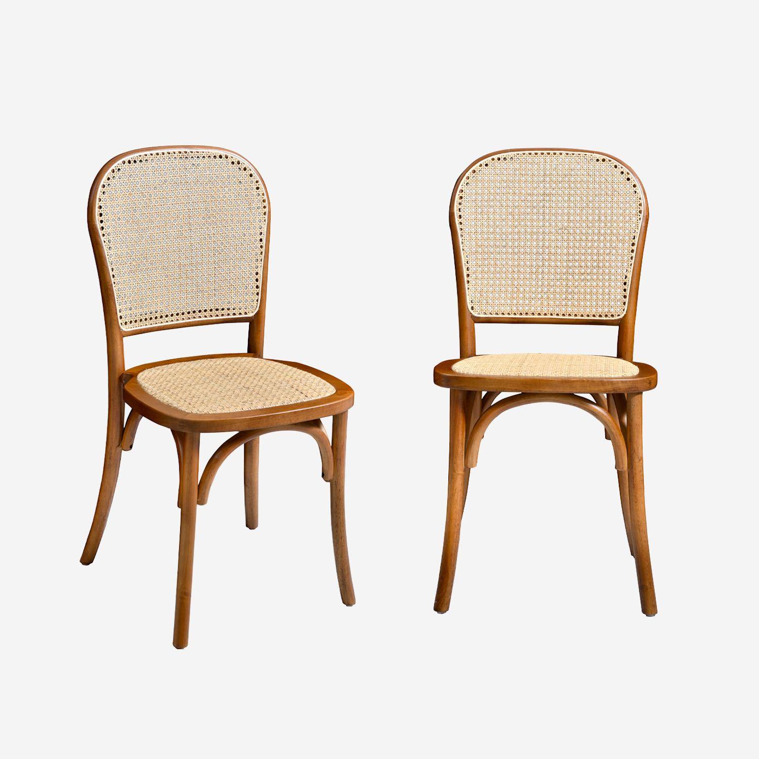 Silla vintage de madera y ratán (juego de 2), Montparnasse, 44.5x48x89.5 cm Photo4