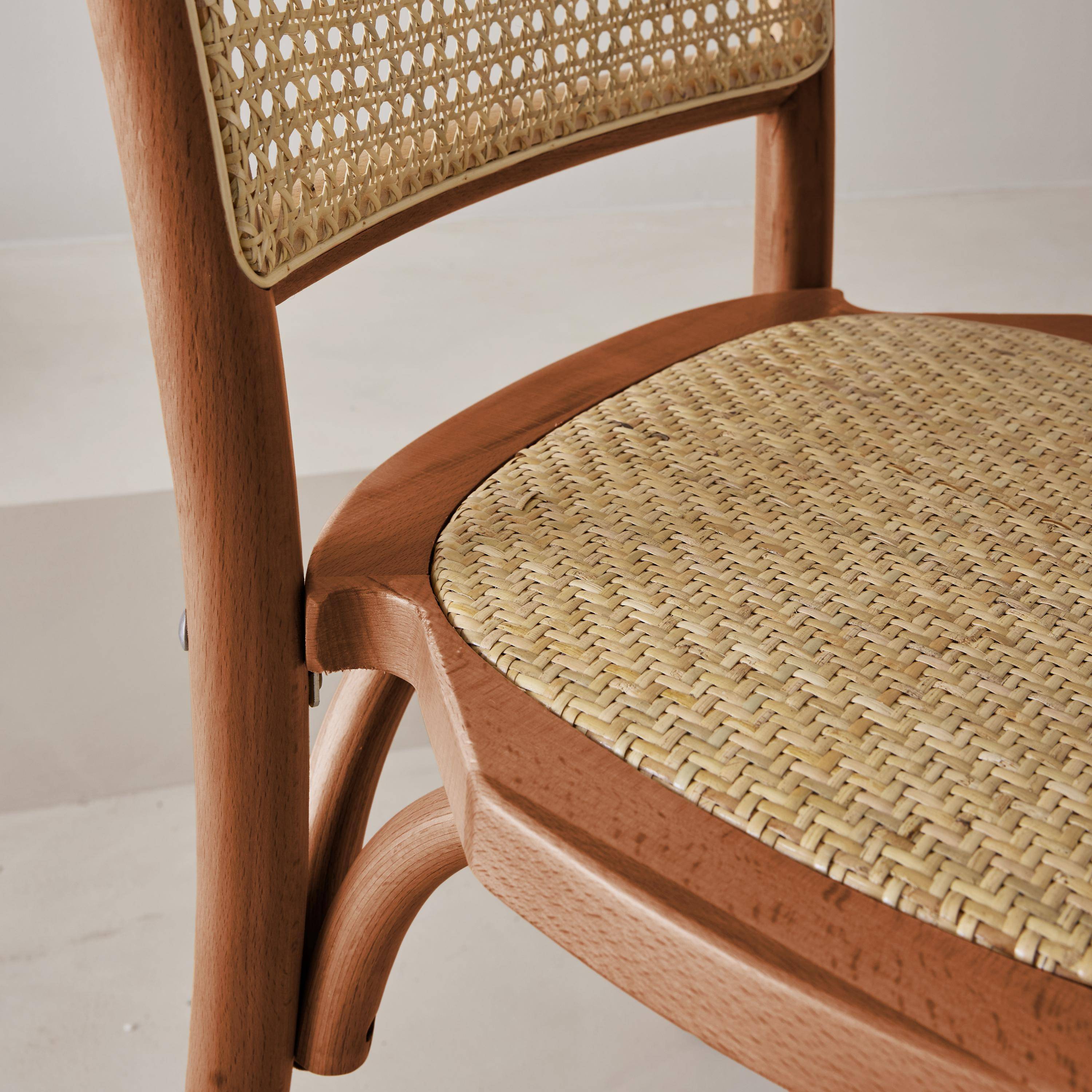 Silla vintage de madera y ratán (juego de 2), Montparnasse, 44.5x48x89.5 cm Photo3