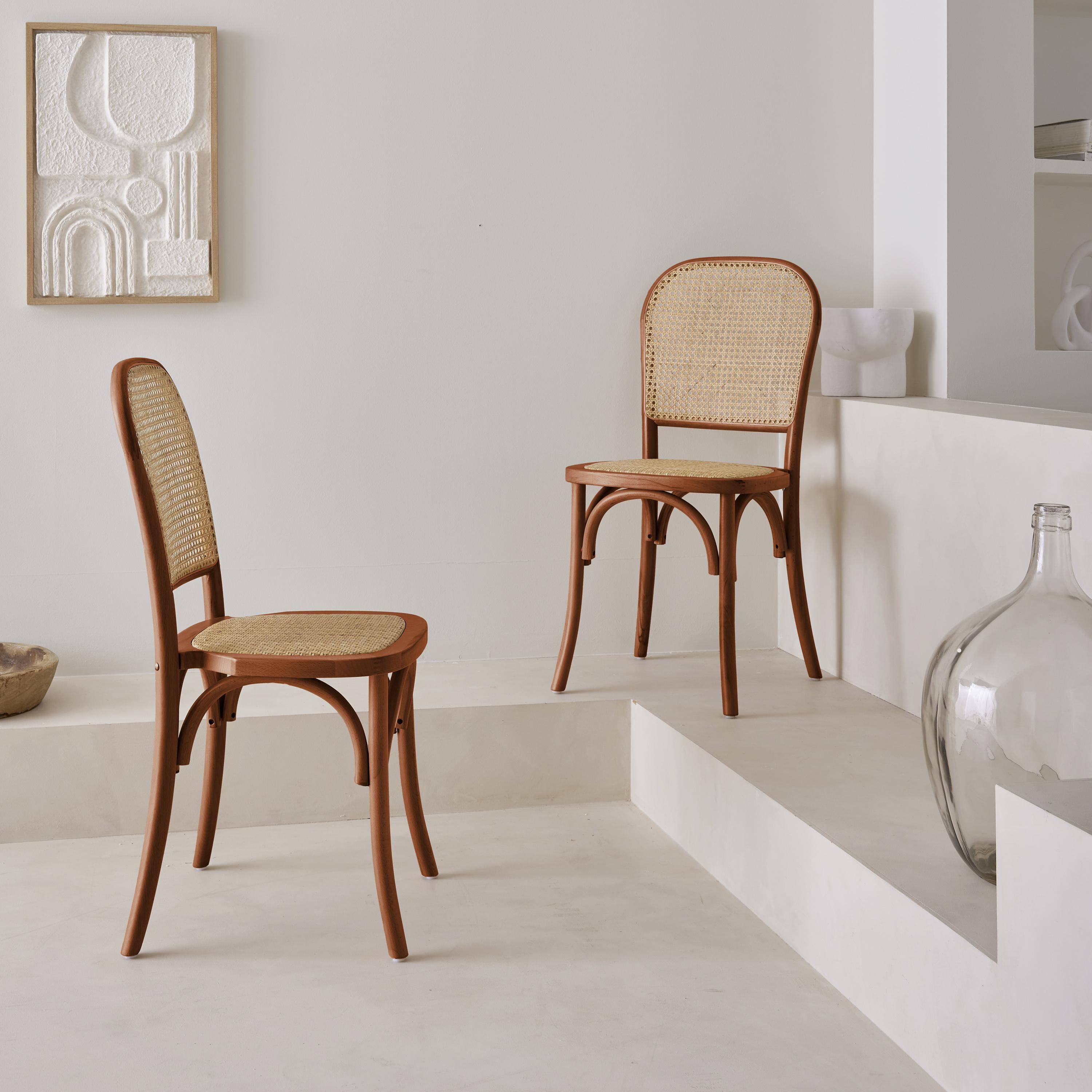 Silla vintage de madera y ratán (juego de 2), Montparnasse, 44.5x48x89.5 cm Photo2
