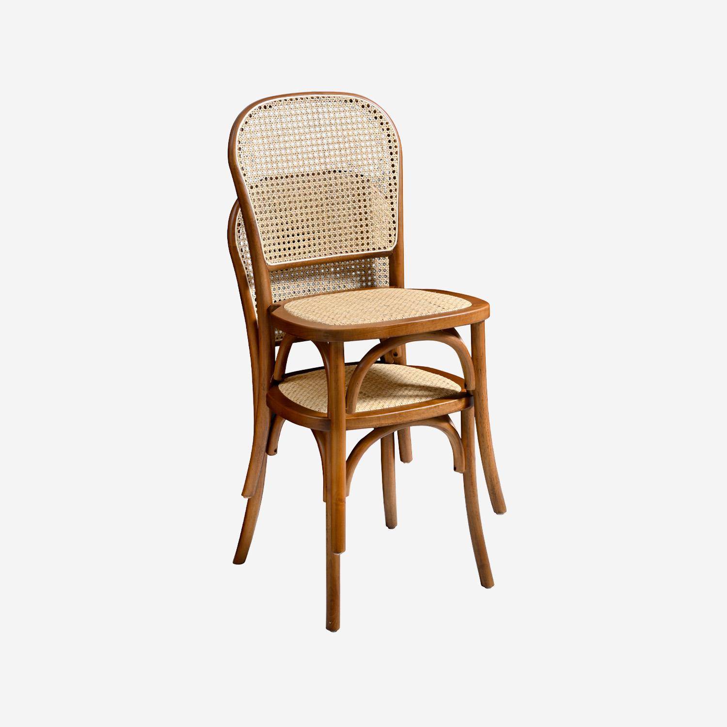 Silla vintage de madera y ratán (juego de 2), Montparnasse, 44.5x48x89.5 cm Photo6