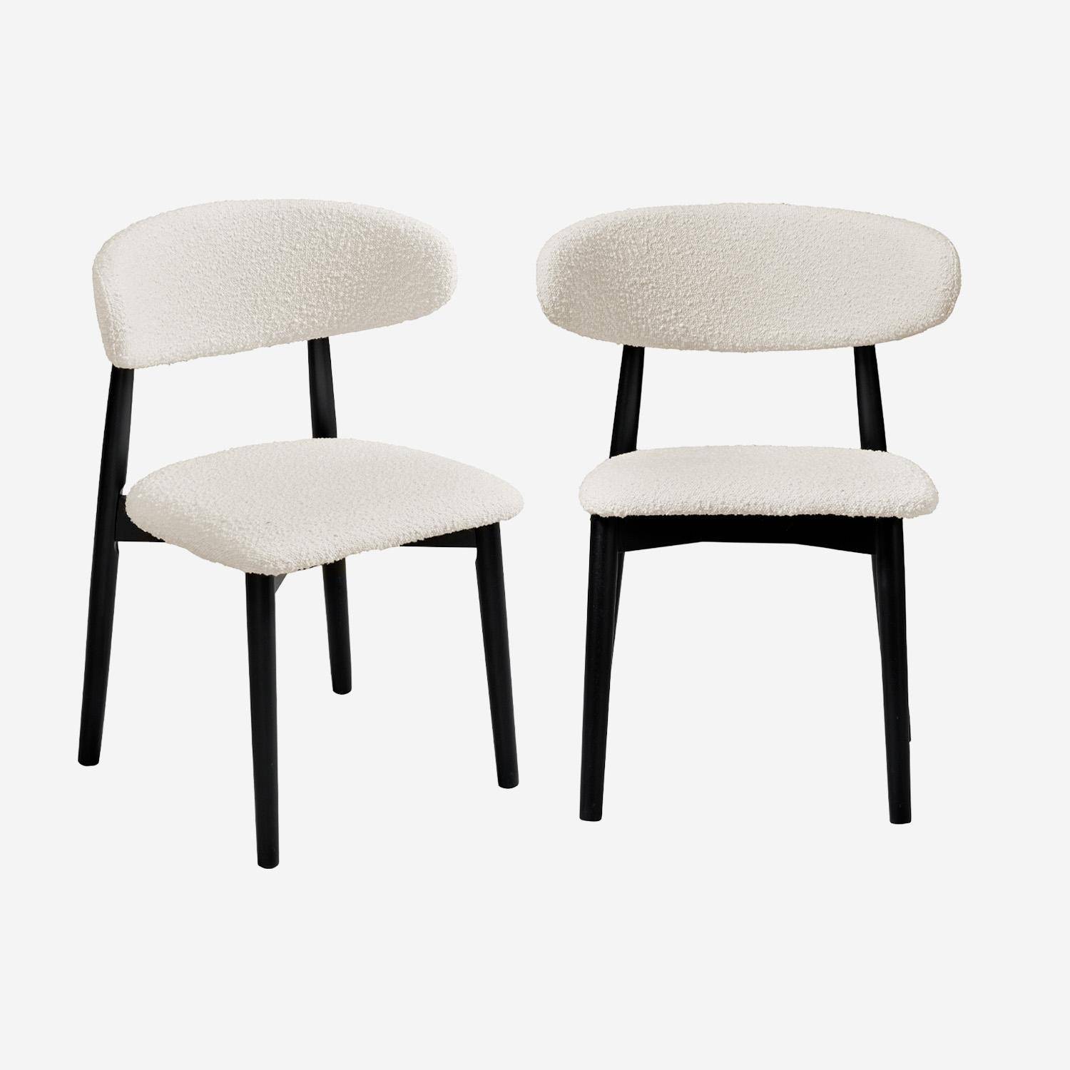 Silla de madera de hevea y tejido borreguito, set de 2, Paola, Negro, 57x50.5x79 cm Photo1