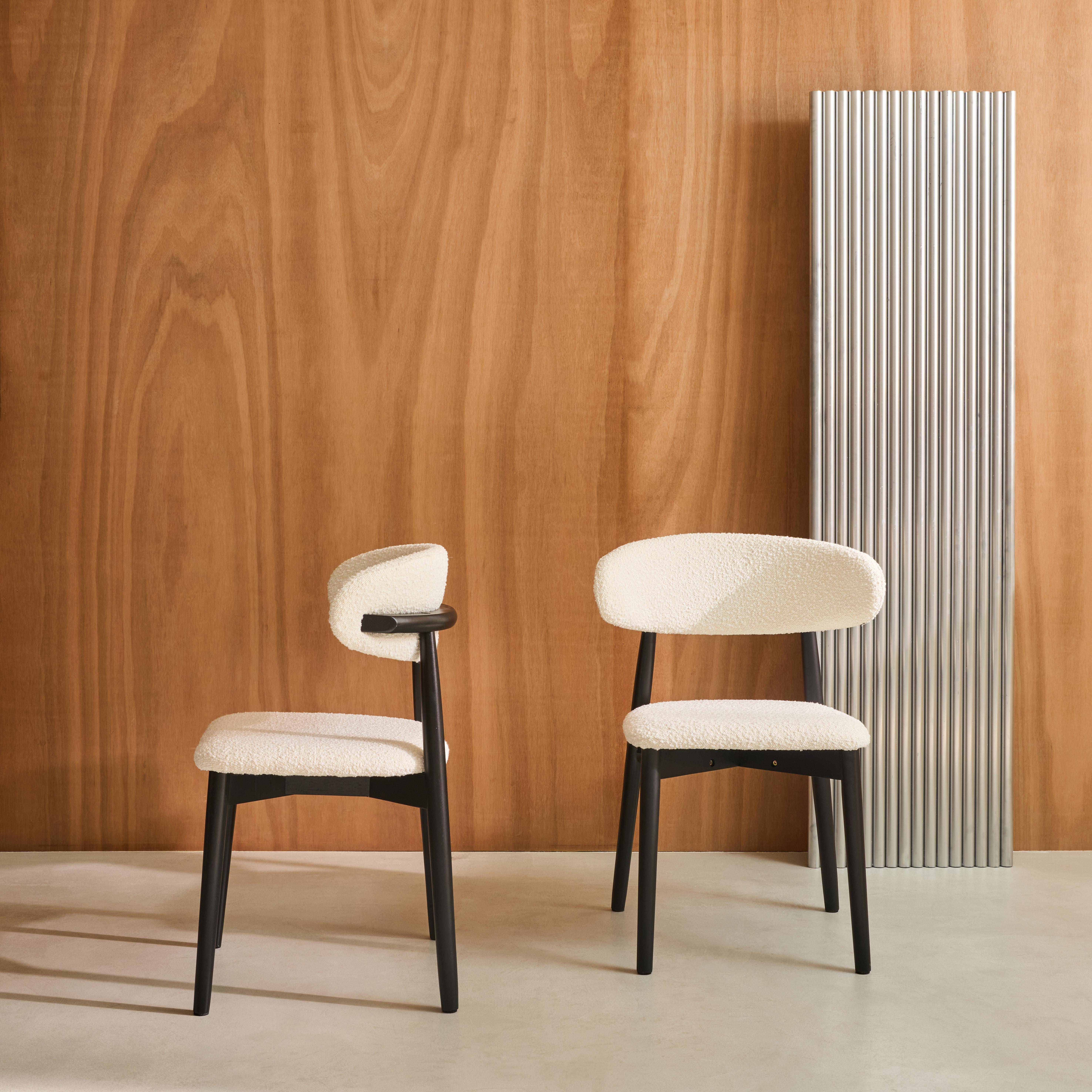 Stoelen bouclé bekleding en rubberhout (set van 2) zwart L 57 x B 50,5 x H 79 cm - Paola,sweeek,Photo2