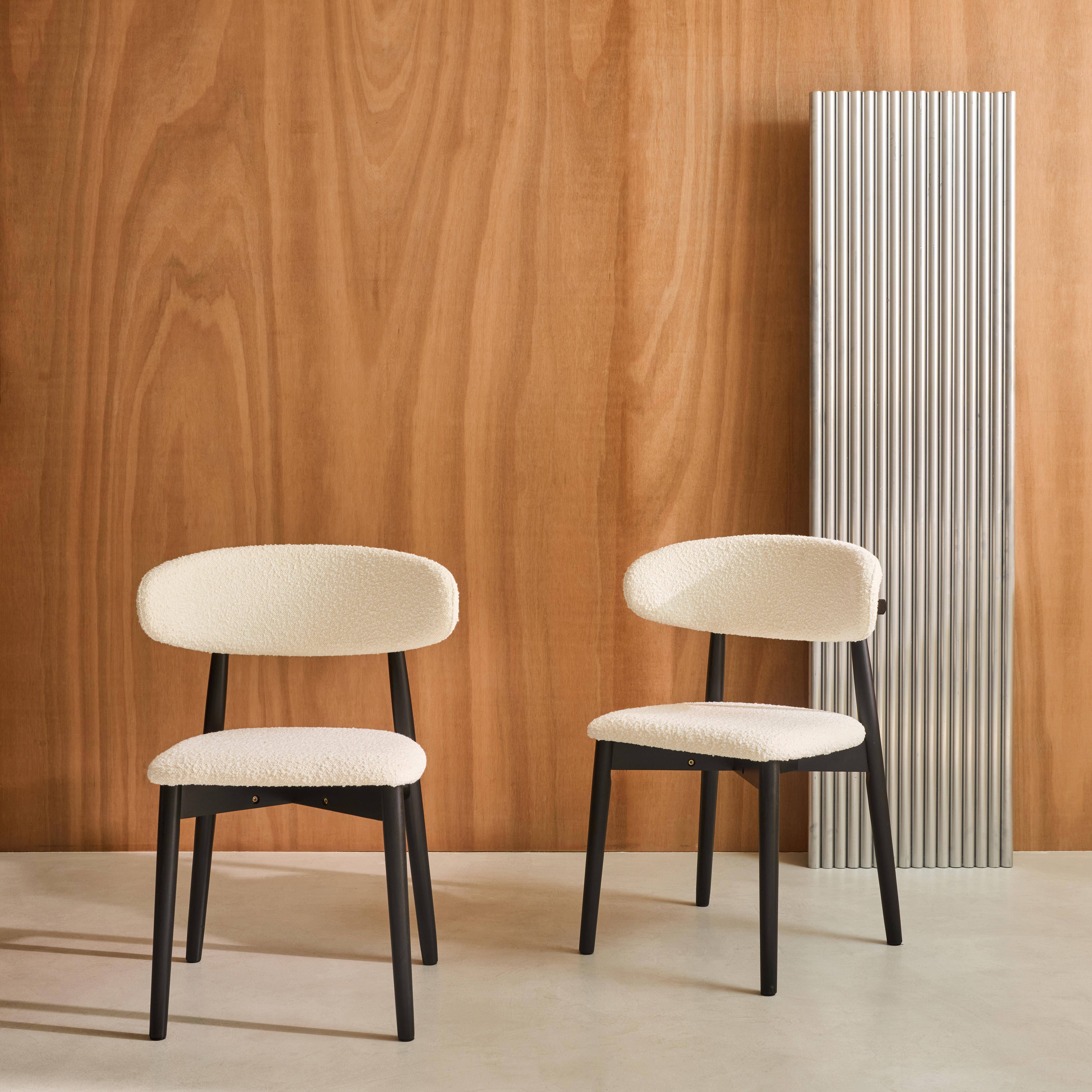 Stoelen bouclé bekleding en rubberhout (set van 2) zwart L 57 x B 50,5 x H 79 cm - Paola,sweeek,Photo1