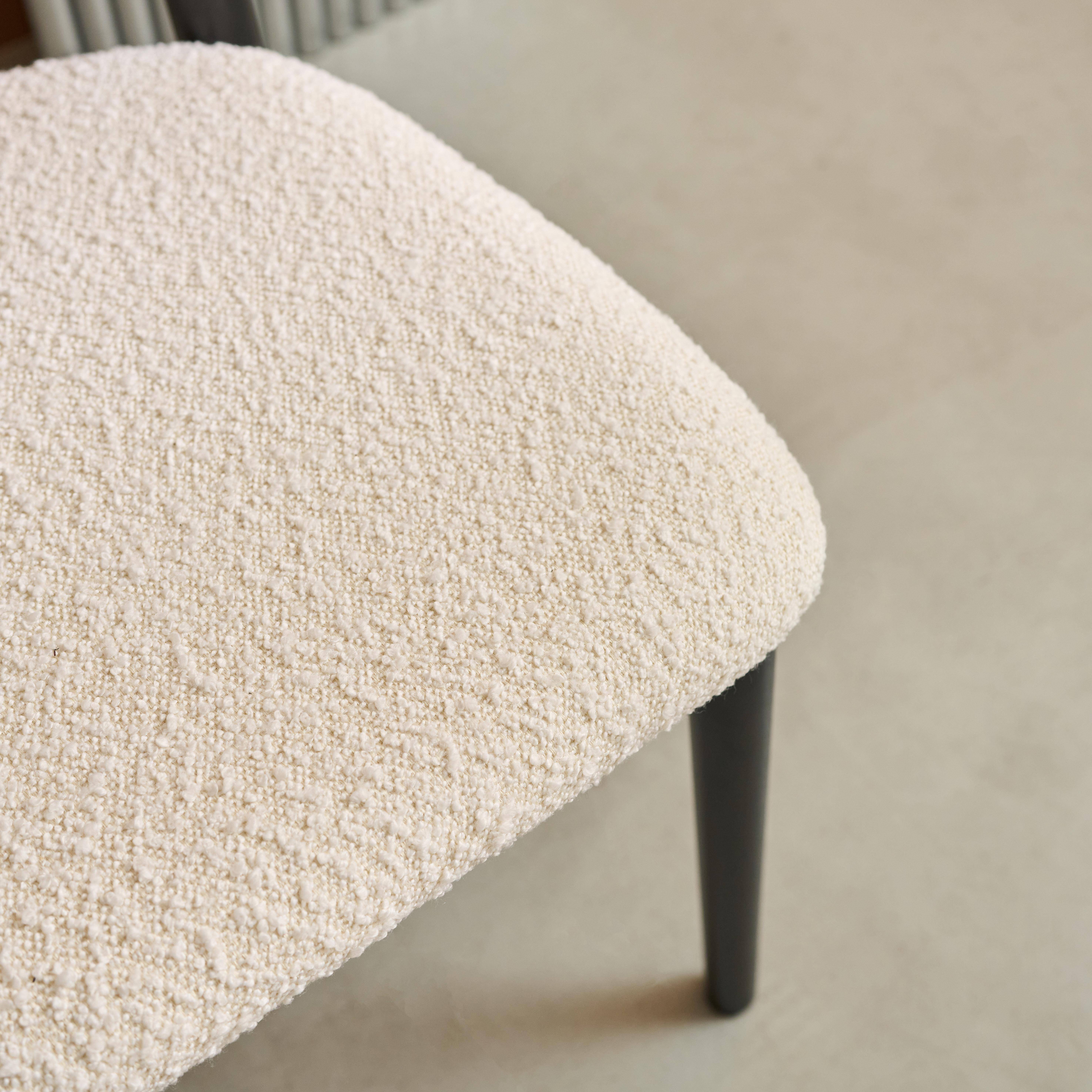 Stoelen bouclé bekleding en rubberhout (set van 2) zwart L 57 x B 50,5 x H 79 cm - Paola,sweeek,Photo3