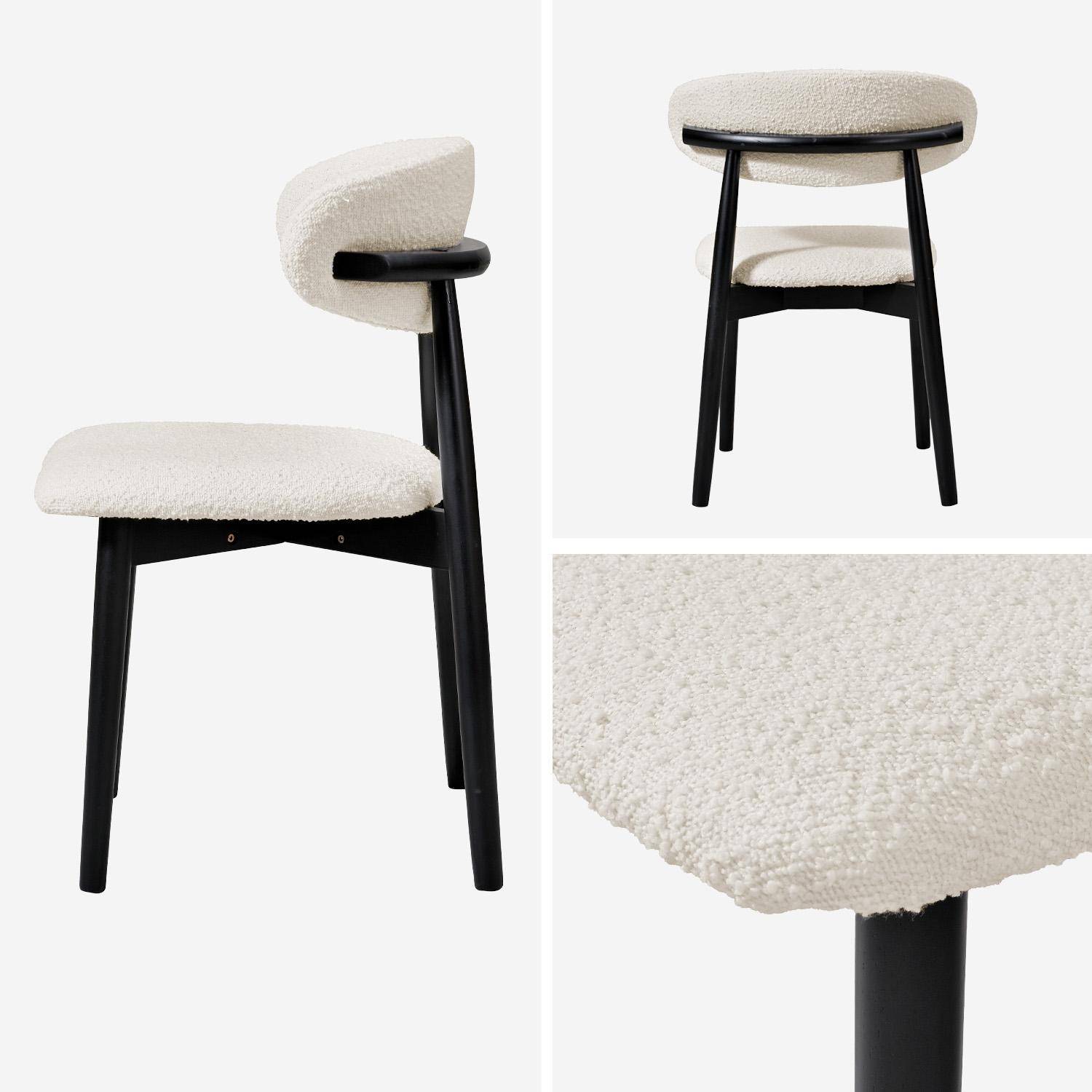 Silla de madera de hevea y tejido borreguito, set de 2, Paola, Negro, 57x50.5x79 cm Photo4