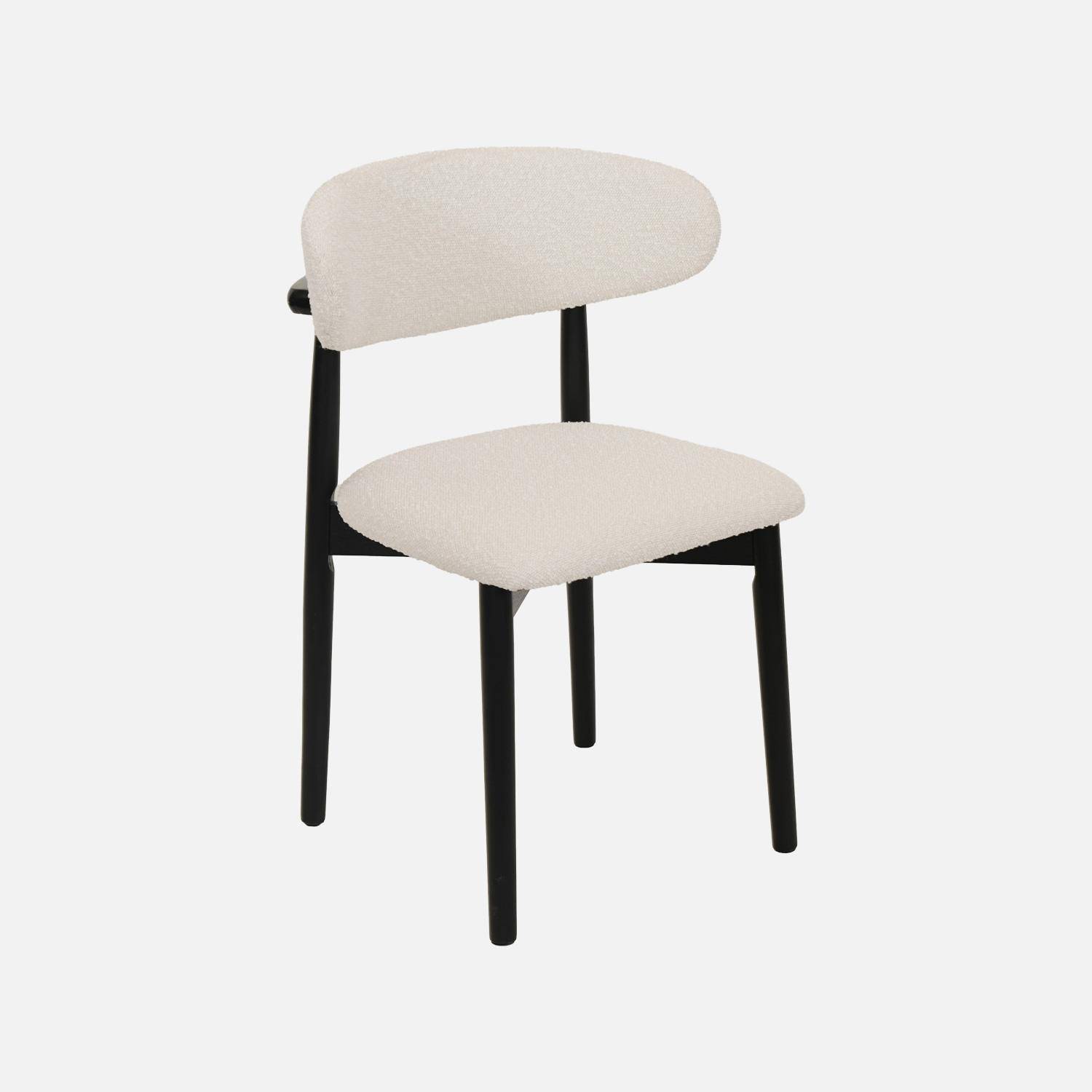 Stoelen rubberhout en bouclé bekleding (set van 2) zwart L 57 x B 50,5 x H 79 cm - Paola Photo3
