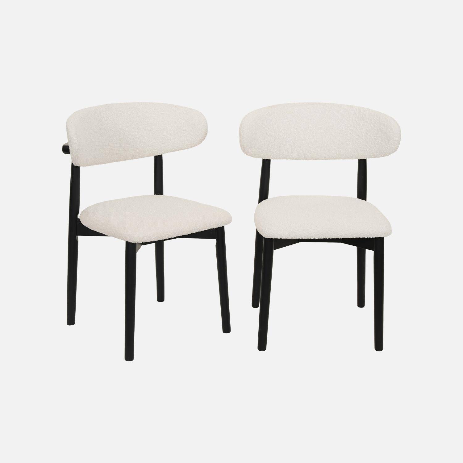 Stoelen rubberhout en bouclé bekleding (set van 2) zwart L 57 x B 50,5 x H 79 cm - Paola Photo2