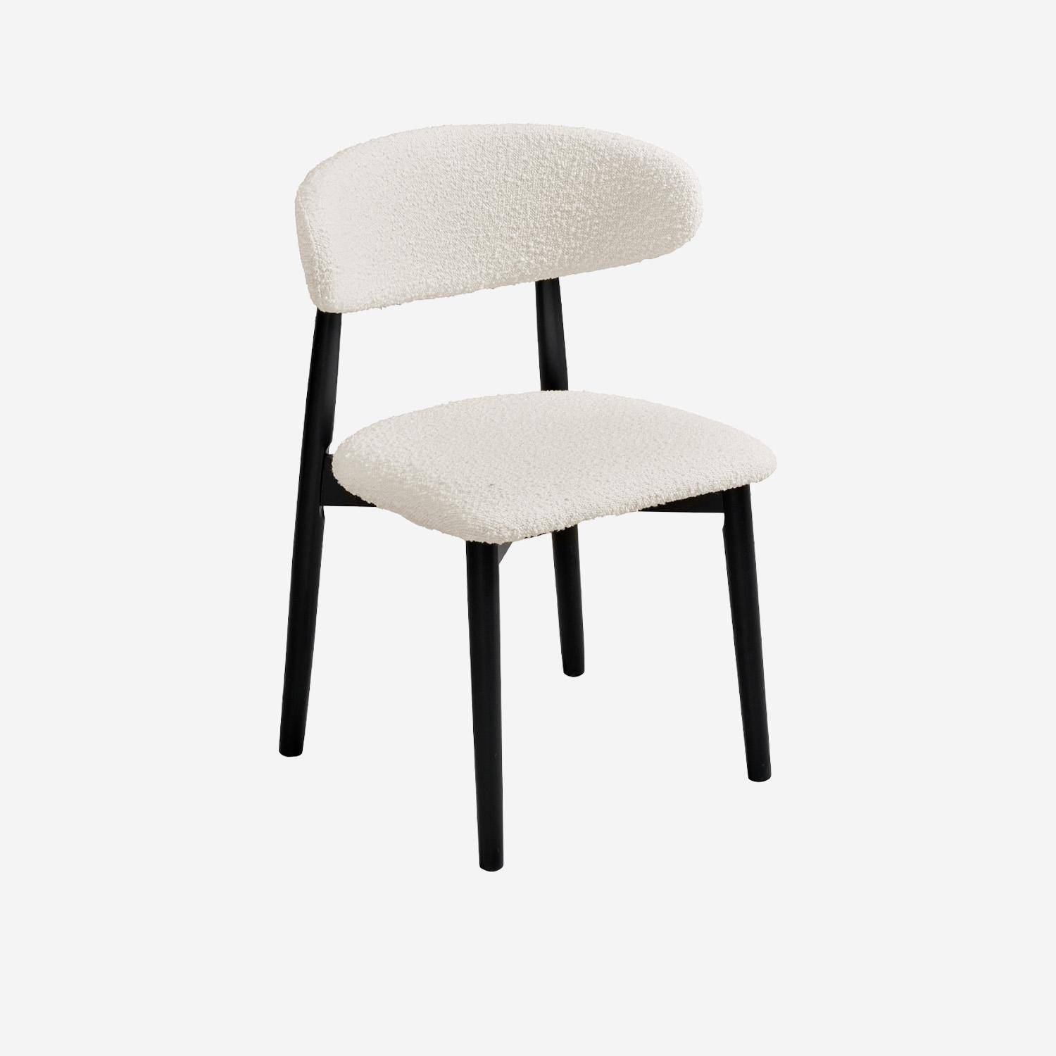 Silla de madera de hevea y tejido borreguito, set de 2, Paola, Negro, 57x50.5x79 cm,sweeek,Photo2