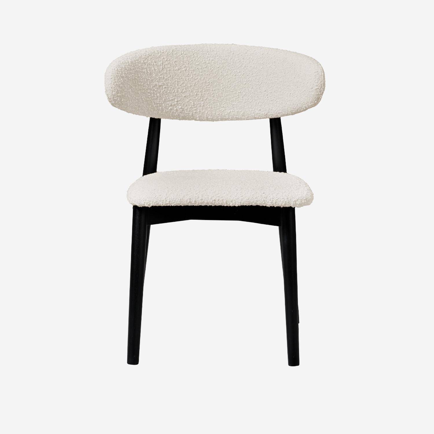 Silla de madera de hevea y tejido borreguito, set de 2, Paola, Negro, 57x50.5x79 cm Photo3