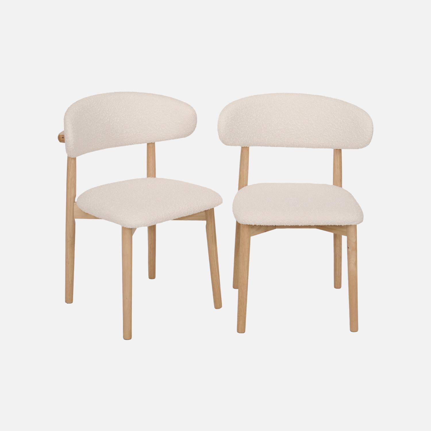 Stoelen rubberhout en bouclé bekleding (set van 2) naturel L 57 x B 50,5 x H 79 cm - Paola,sweeek,Photo2