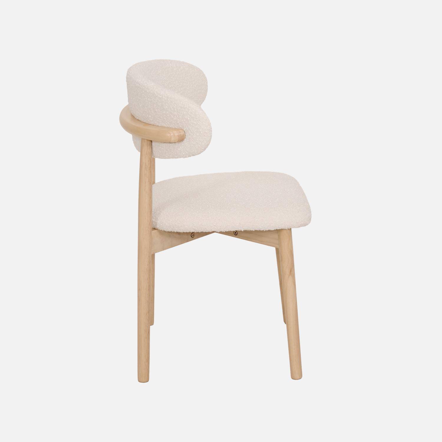 Stoelen rubberhout en bouclé bekleding (set van 2) naturel L 57 x B 50,5 x H 79 cm - Paola Photo4