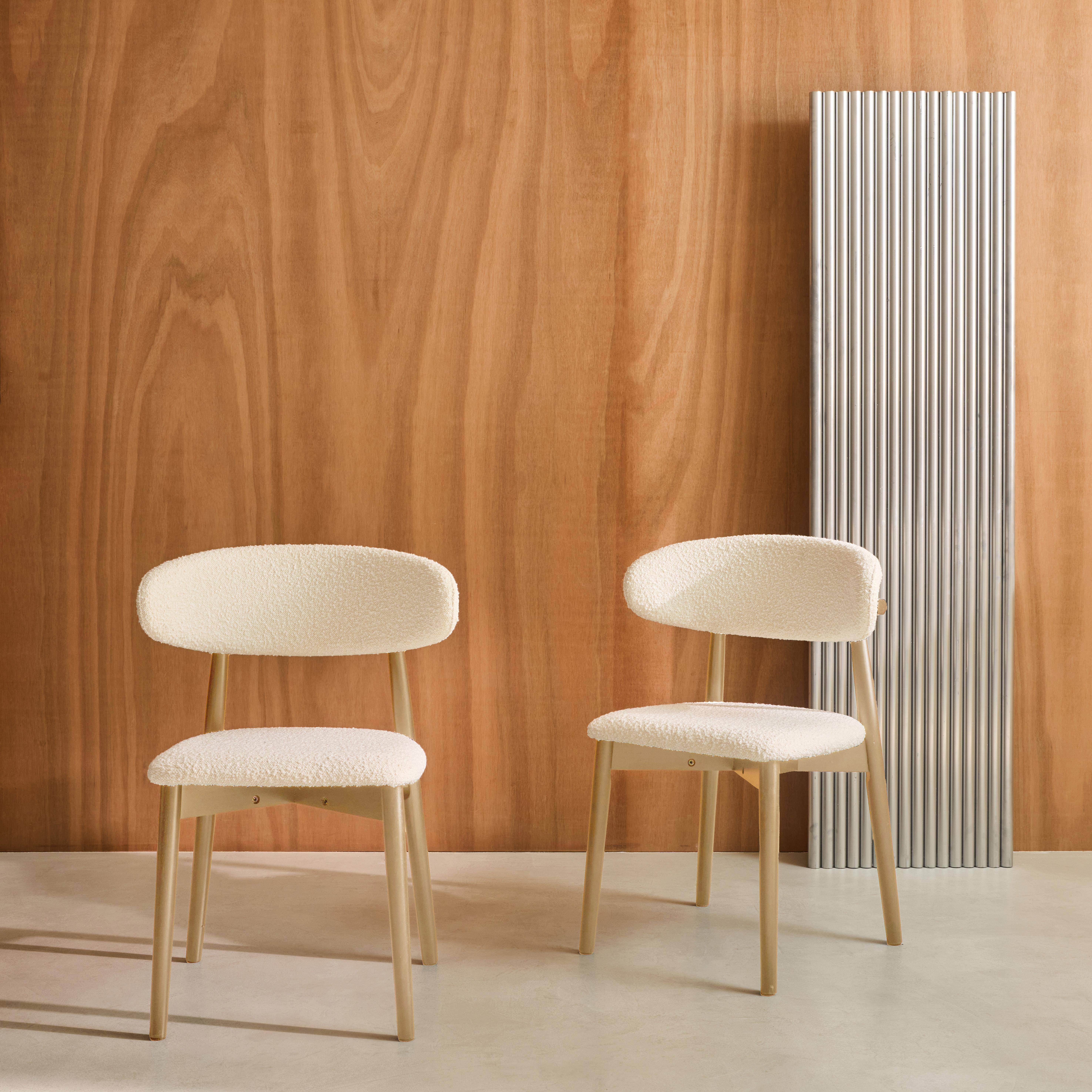 Stoelen rubberhout en bouclé bekleding (set van 2) naturel L 57 x B 50,5 x H 79 cm - Paola Photo1
