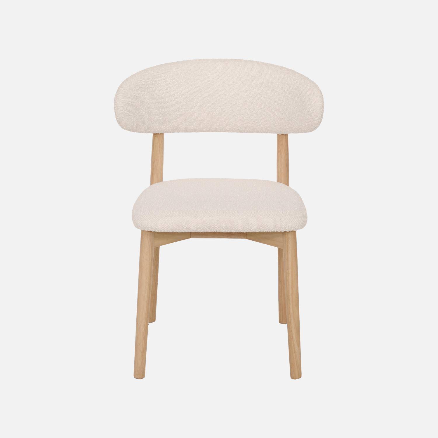 Stoelen rubberhout en bouclé bekleding (set van 2) naturel L 57 x B 50,5 x H 79 cm - Paola Photo5