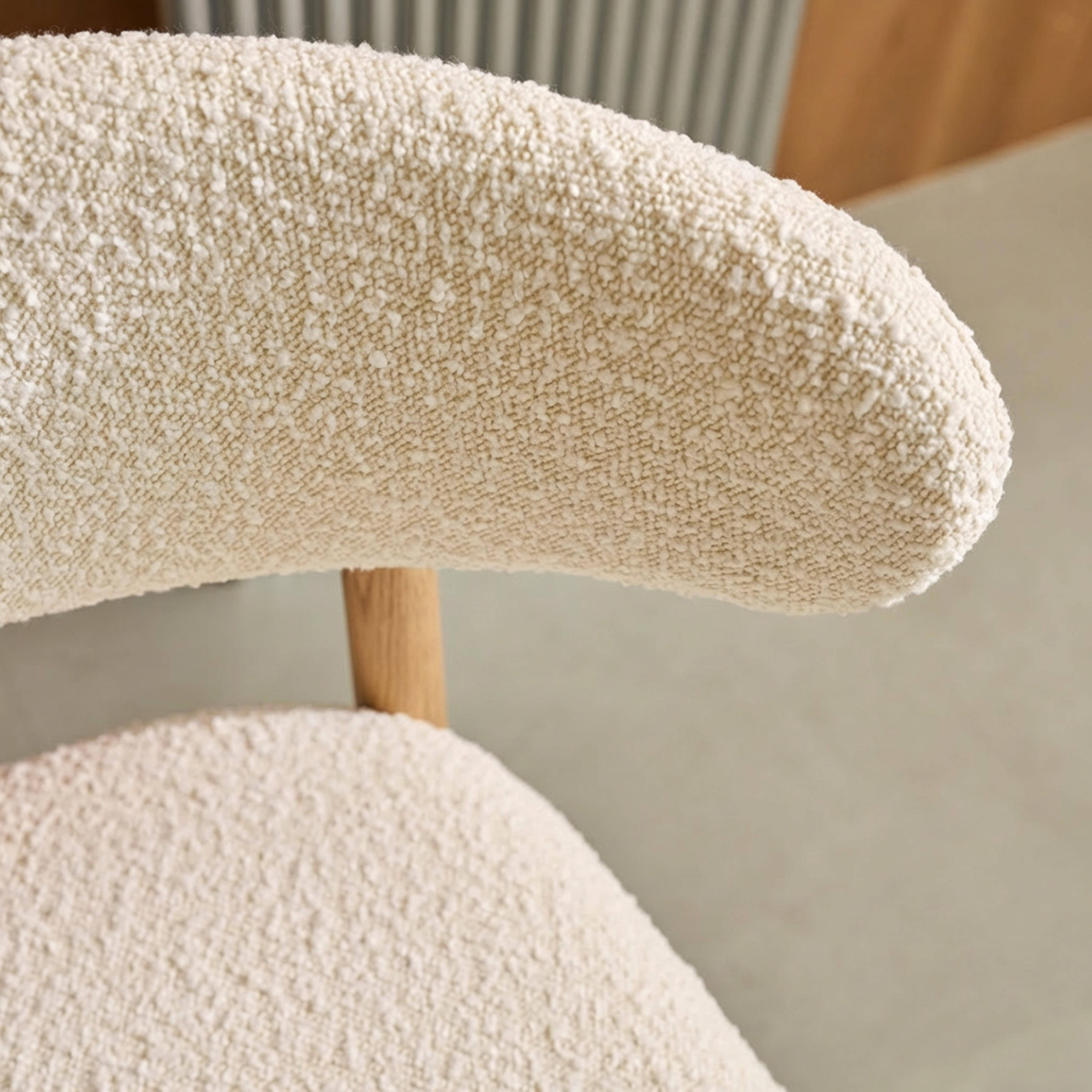 Stoelen bouclé bekleding en rubberhout (set van 2) naturel L 57 x B 50,5 x H 79 cm - Paola Photo5