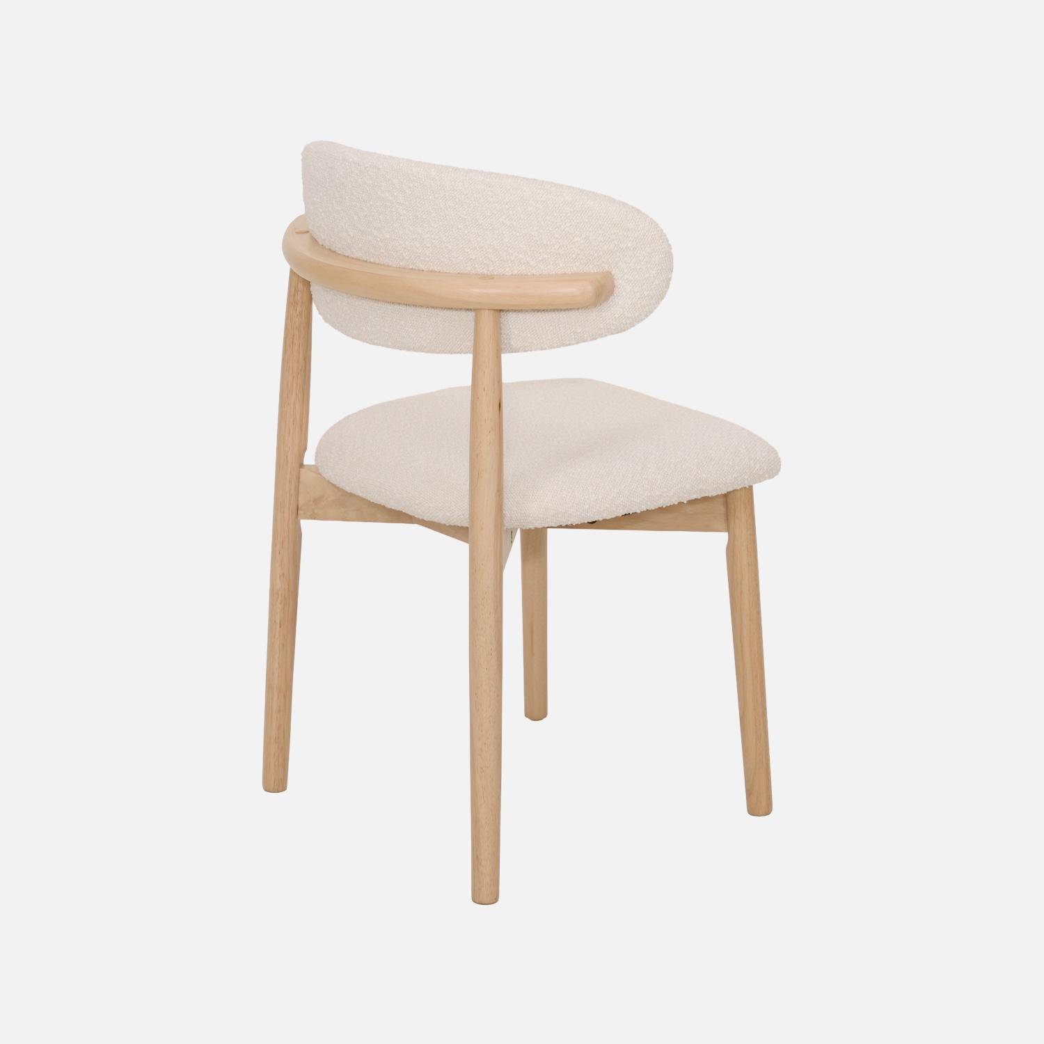 Stoelen rubberhout en bouclé bekleding (set van 2) naturel L 57 x B 50,5 x H 79 cm - Paola Photo6