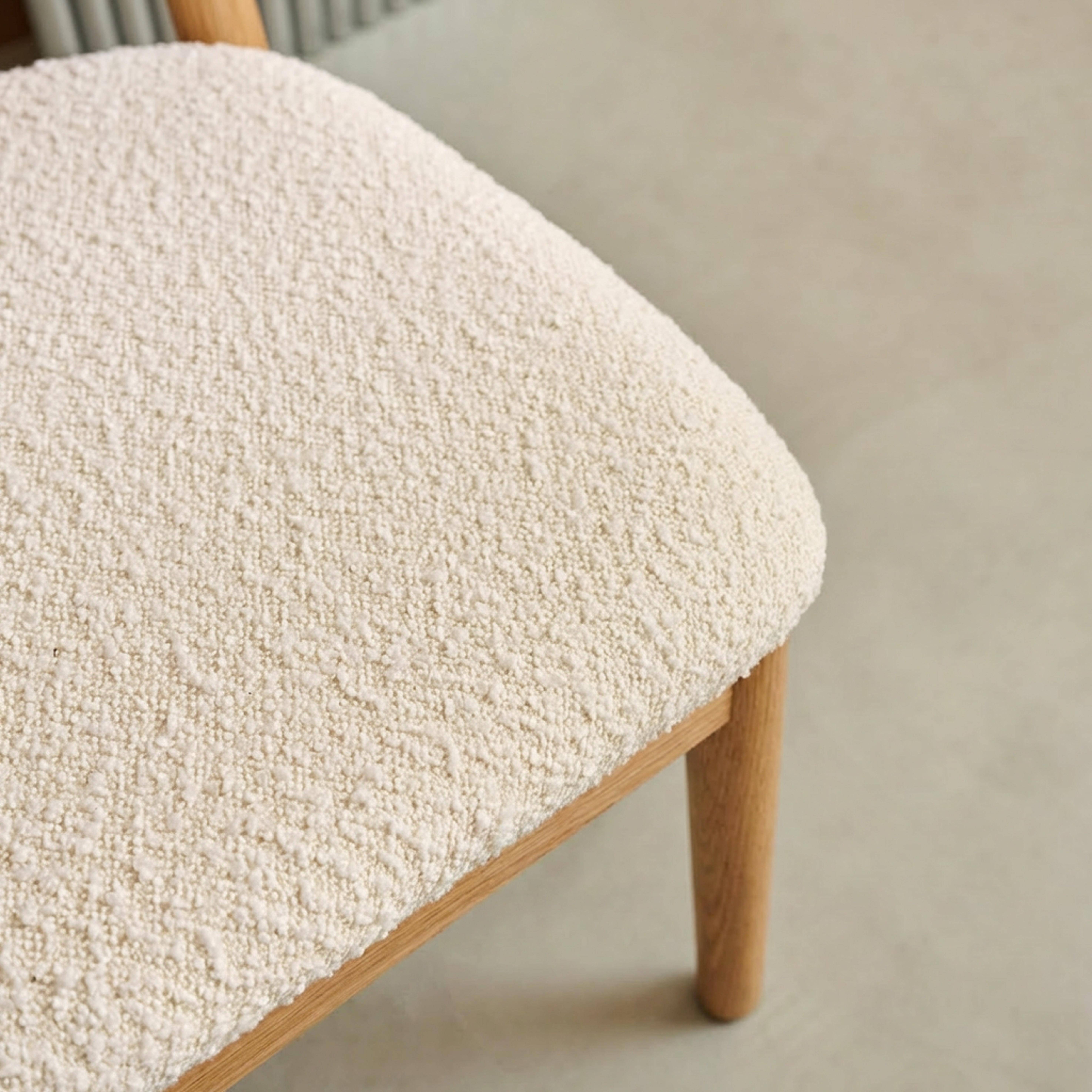 Stoelen bouclé bekleding en rubberhout (set van 2) naturel L 57 x B 50,5 x H 79 cm - Paola,sweeek,Photo3