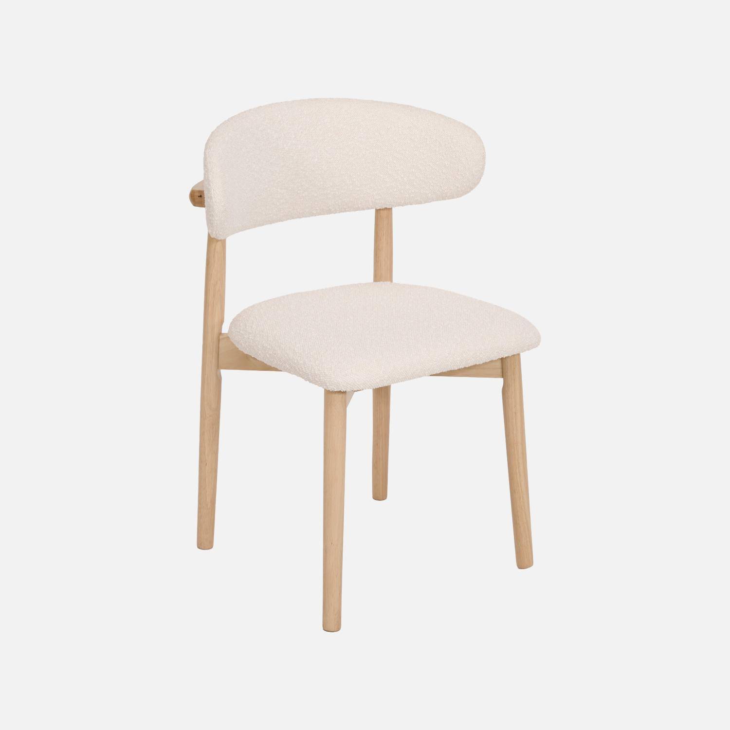 Stoelen rubberhout en bouclé bekleding (set van 2) naturel L 57 x B 50,5 x H 79 cm - Paola Photo3