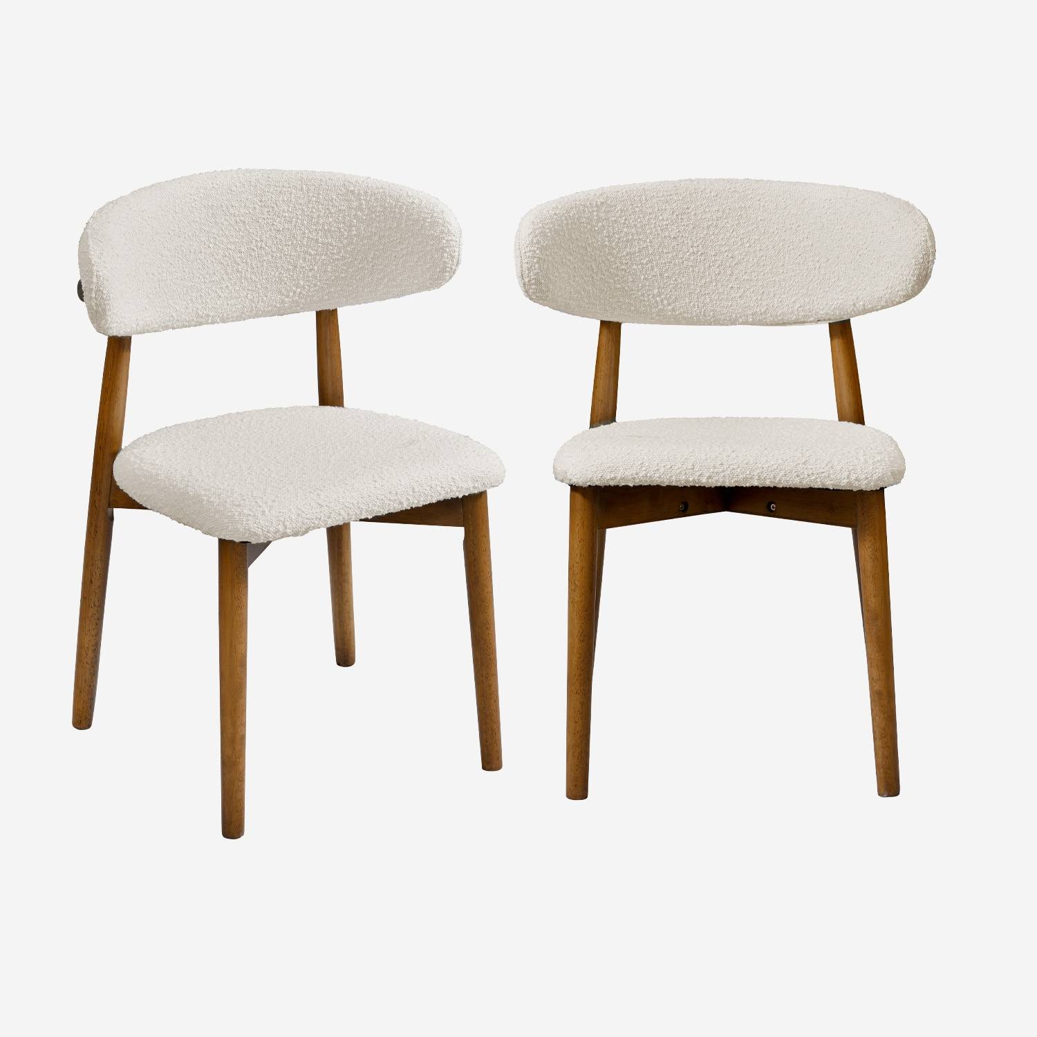 Silla de madera de hevea y tejido borreguito, set de 2