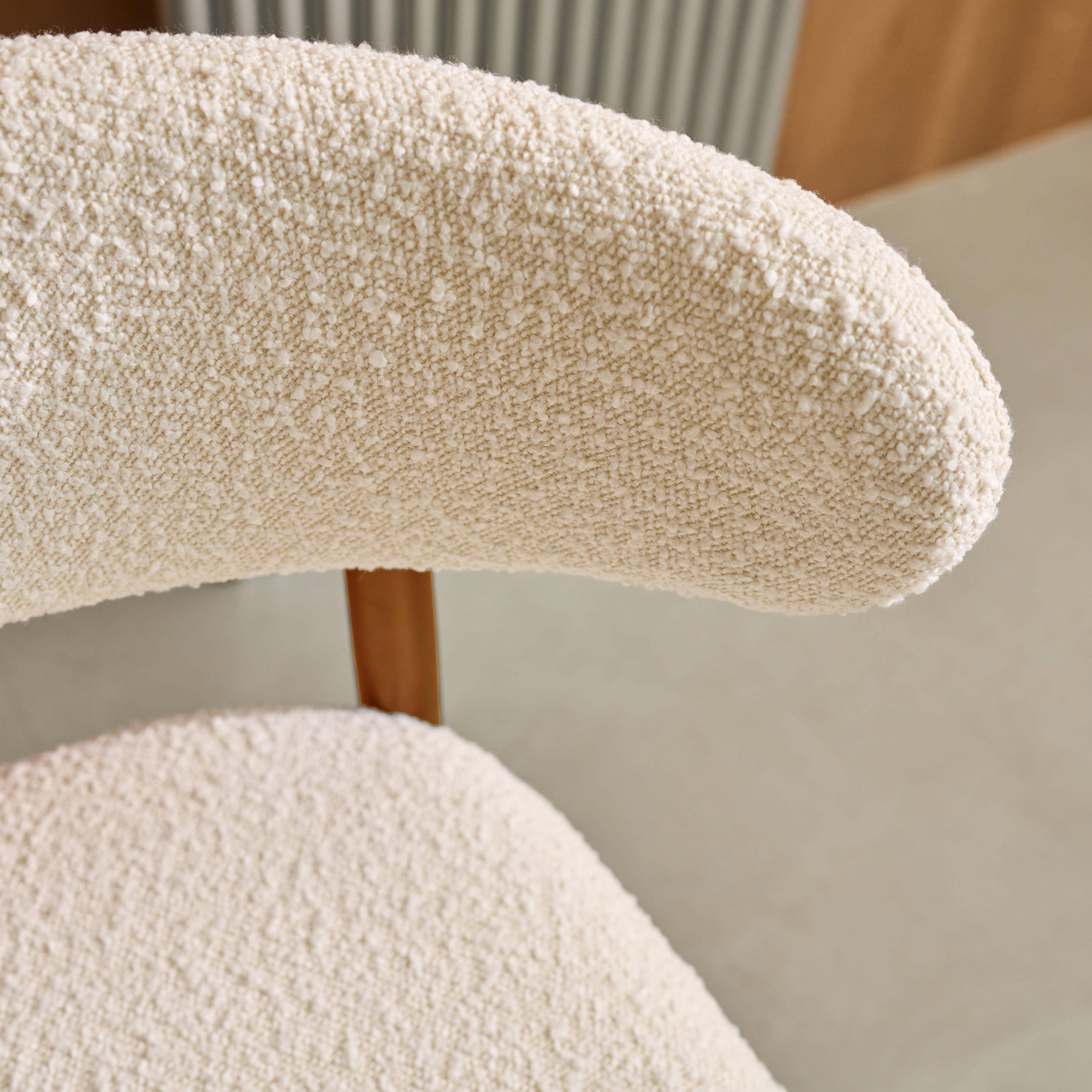 2er-Set Stühle aus nussbaumfarbenem Heveaholz mit cremeweißem Bouclé-Bezug - Paola ,sweeek,Photo5