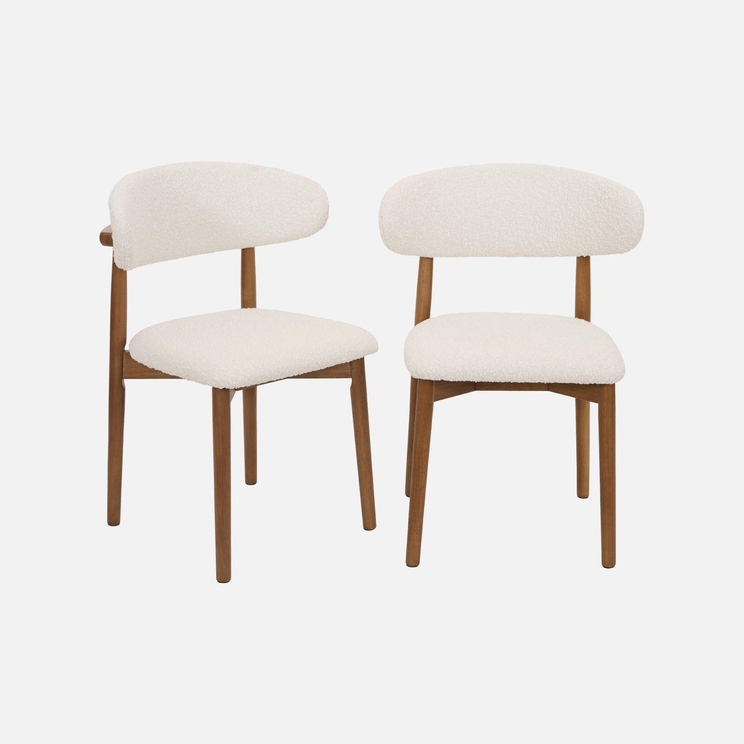 Stoelen rubberhout en bouclé bekleding (set van 2) walnoot L 57 x B 50,5 x H 79 cm - Paola,sweeek,Photo2