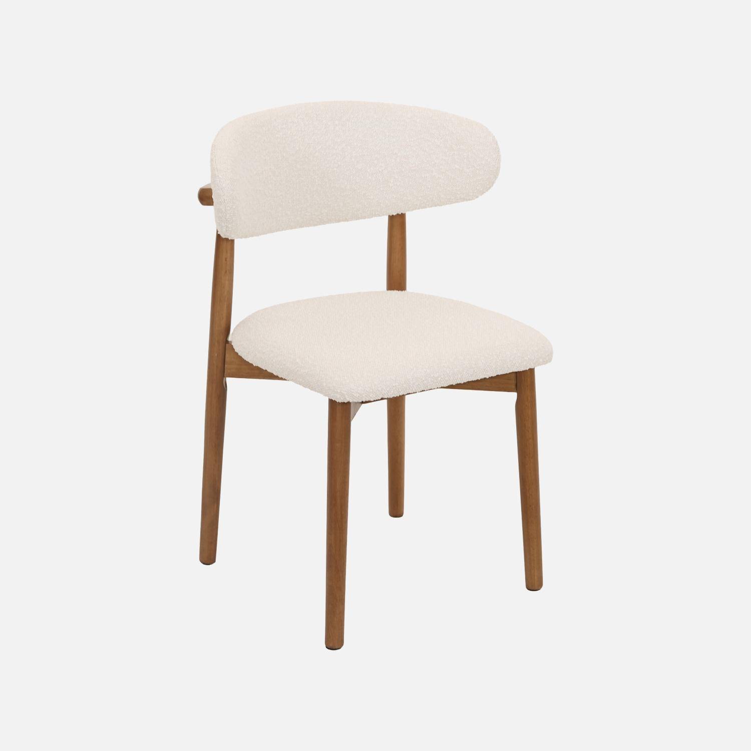 Stoelen rubberhout en bouclé bekleding (set van 2) walnoot L 57 x B 50,5 x H 79 cm - Paola Photo3