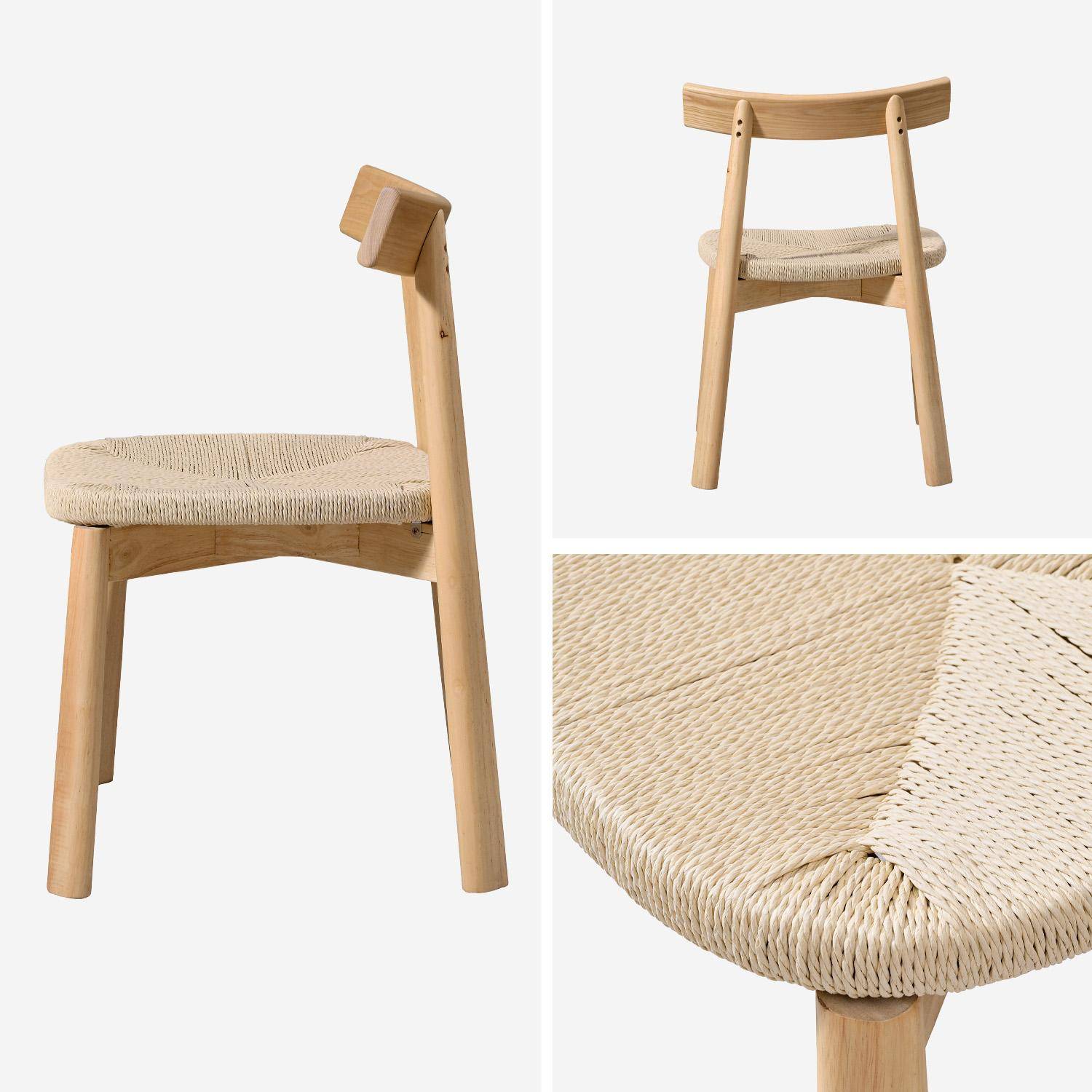 2er-Set skandinavische Stühle naturfarbenes Heveaholz und beige Seilbespannung - Tilda Photo4