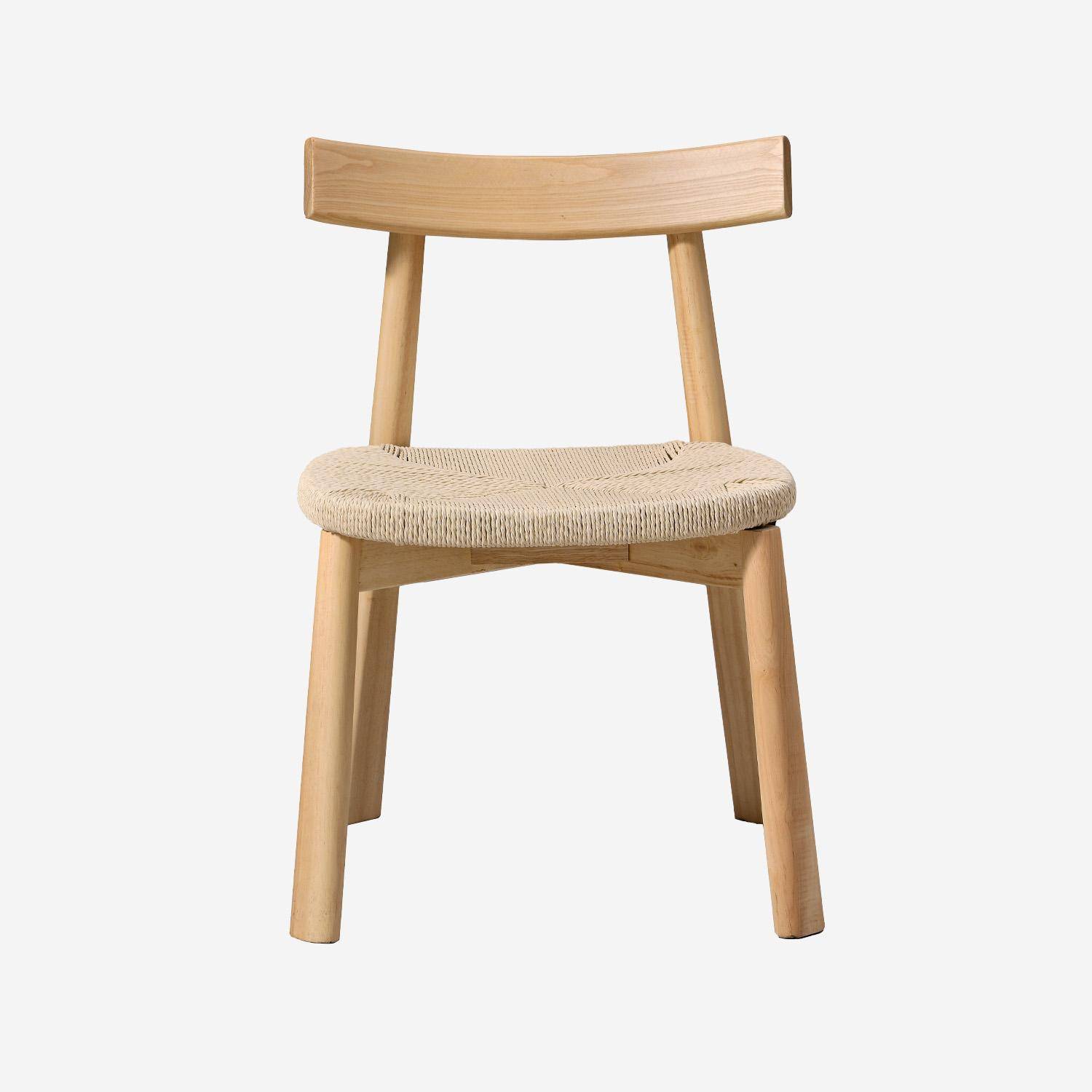 2er-Set skandinavische Stühle naturfarbenes Heveaholz und beige Seilbespannung - Tilda Photo3