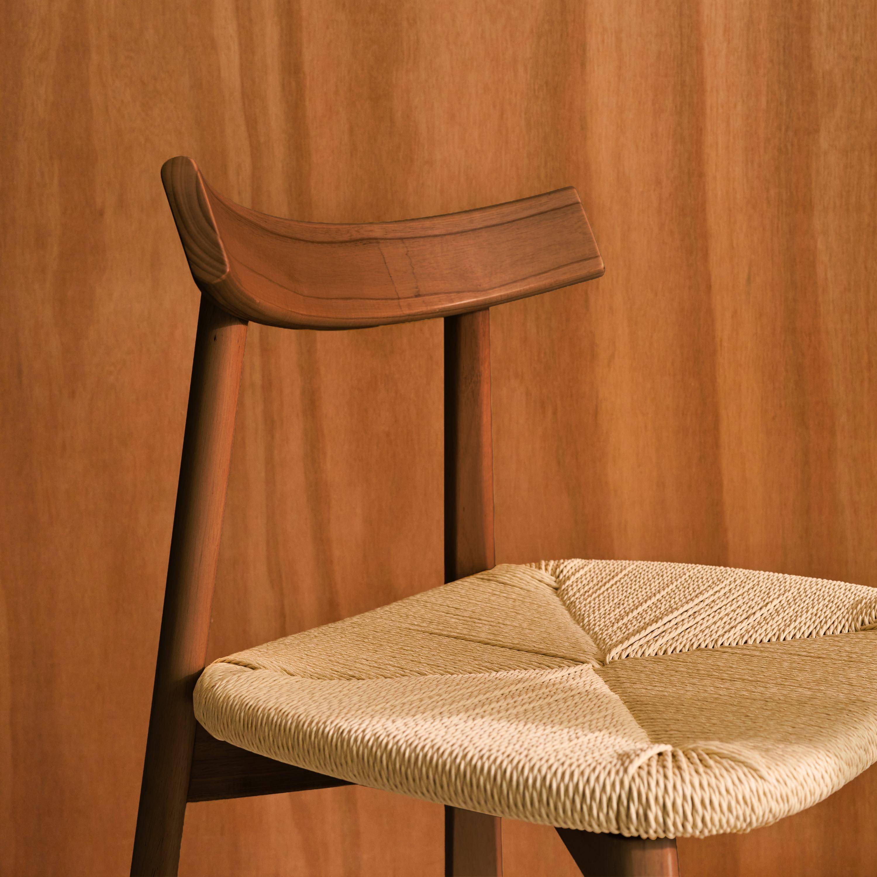 Set of 2 Scandinavian chairs in walnut rubberwood with beige rope seat, Tilda 53x55x79 cm,sweeek,Photo5