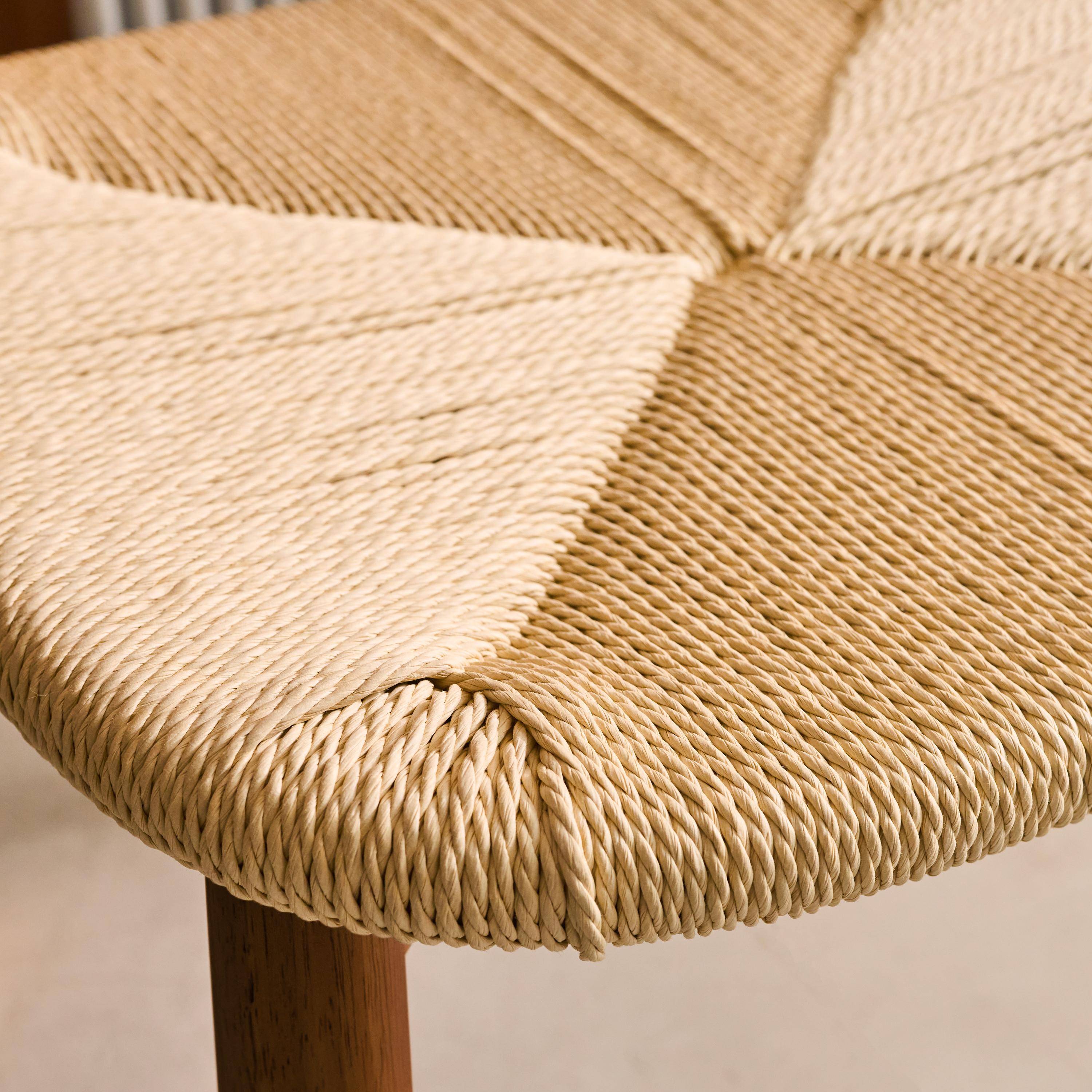 Set of 2 Scandinavian chairs in walnut rubberwood with beige rope seat, Tilda 53x55x79 cm,sweeek,Photo3