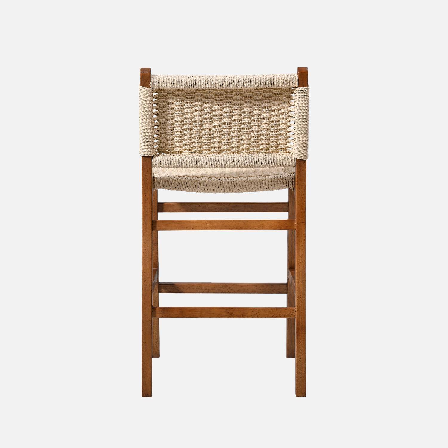 Taburete de bar de madera de hevea y asiento de cuerdas, set de 2 Efecto nogal - 49.5x51x96 cm,sweeek,Photo3