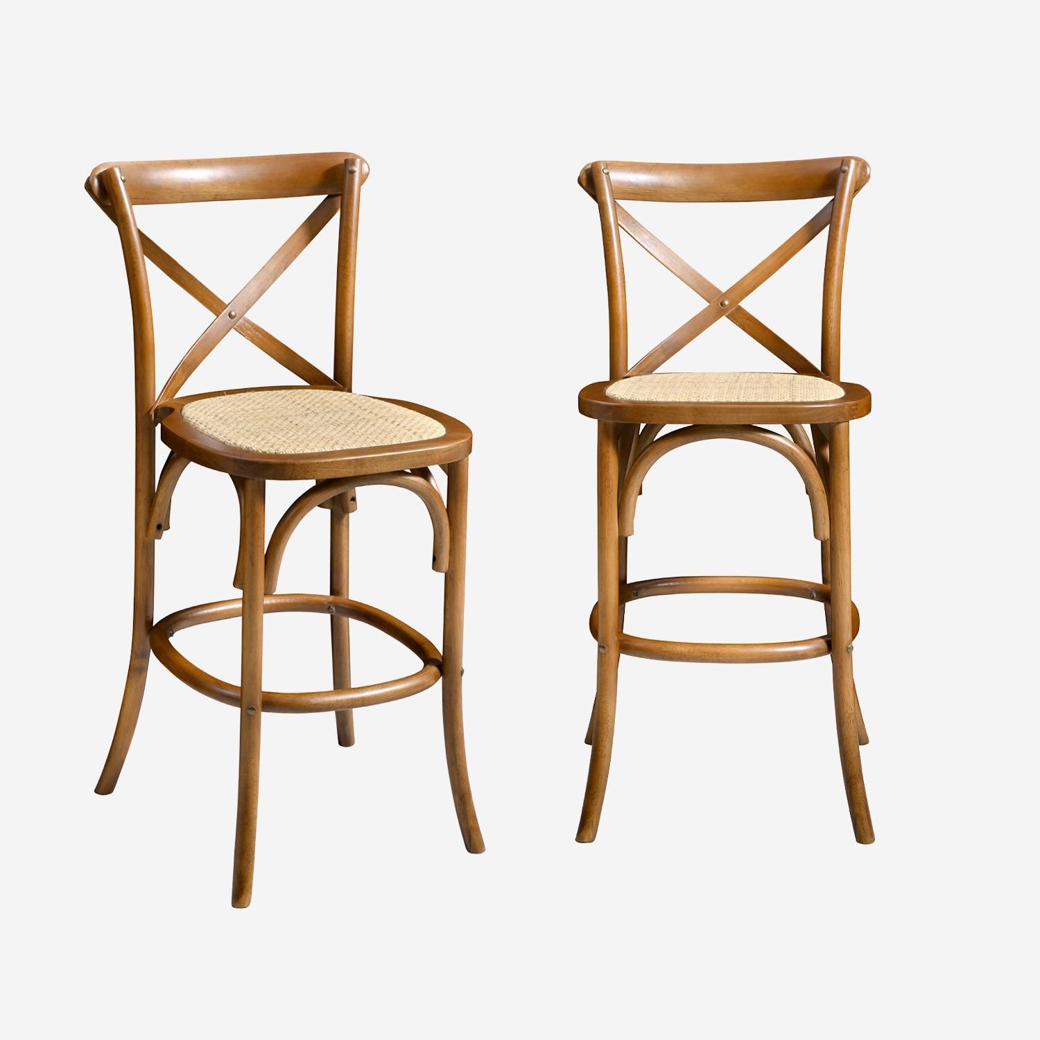 Taburete de bar bistró vintage de madera, set de 2