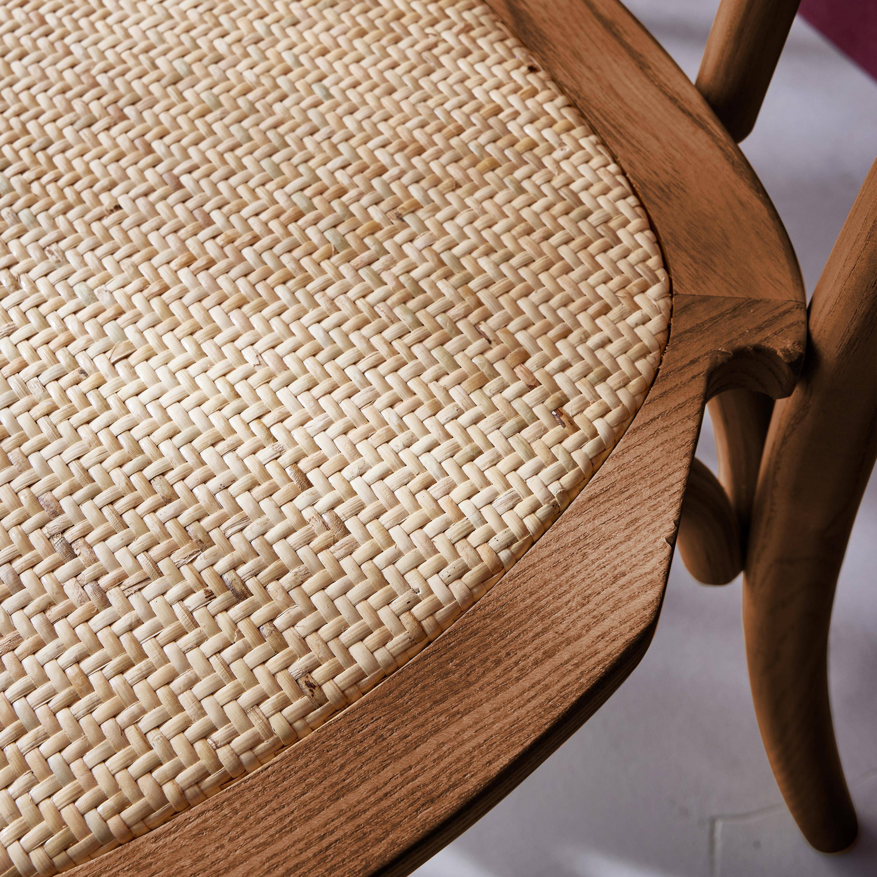 Set di 4 sedie vintage in legno e rattan, Bastille, 48x49.5x90 cm,sweeek,Photo2