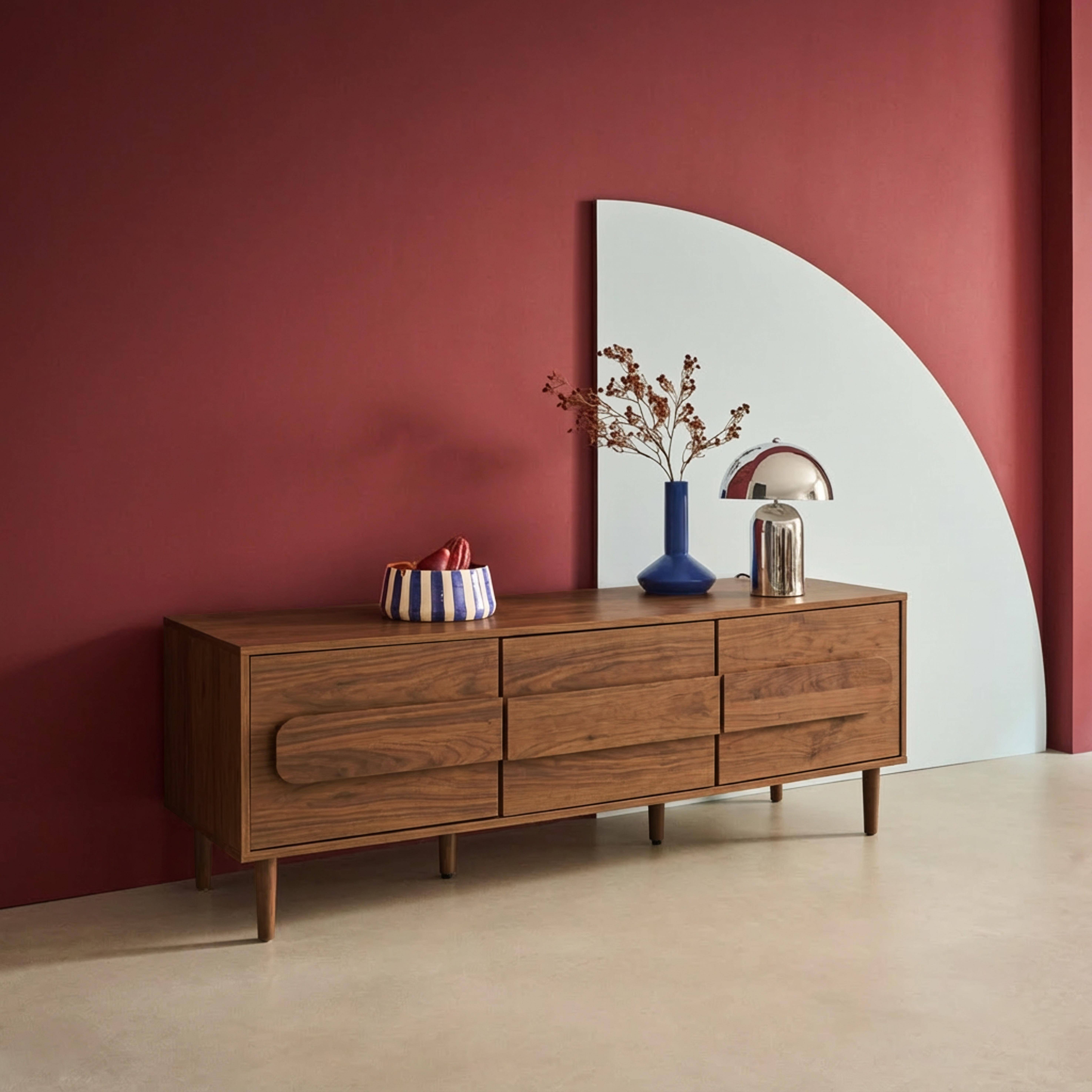 Vintage tv-meubel walnoothoutdecor 3 deuren 150x45x52cm - Juliana,sweeek,Photo1