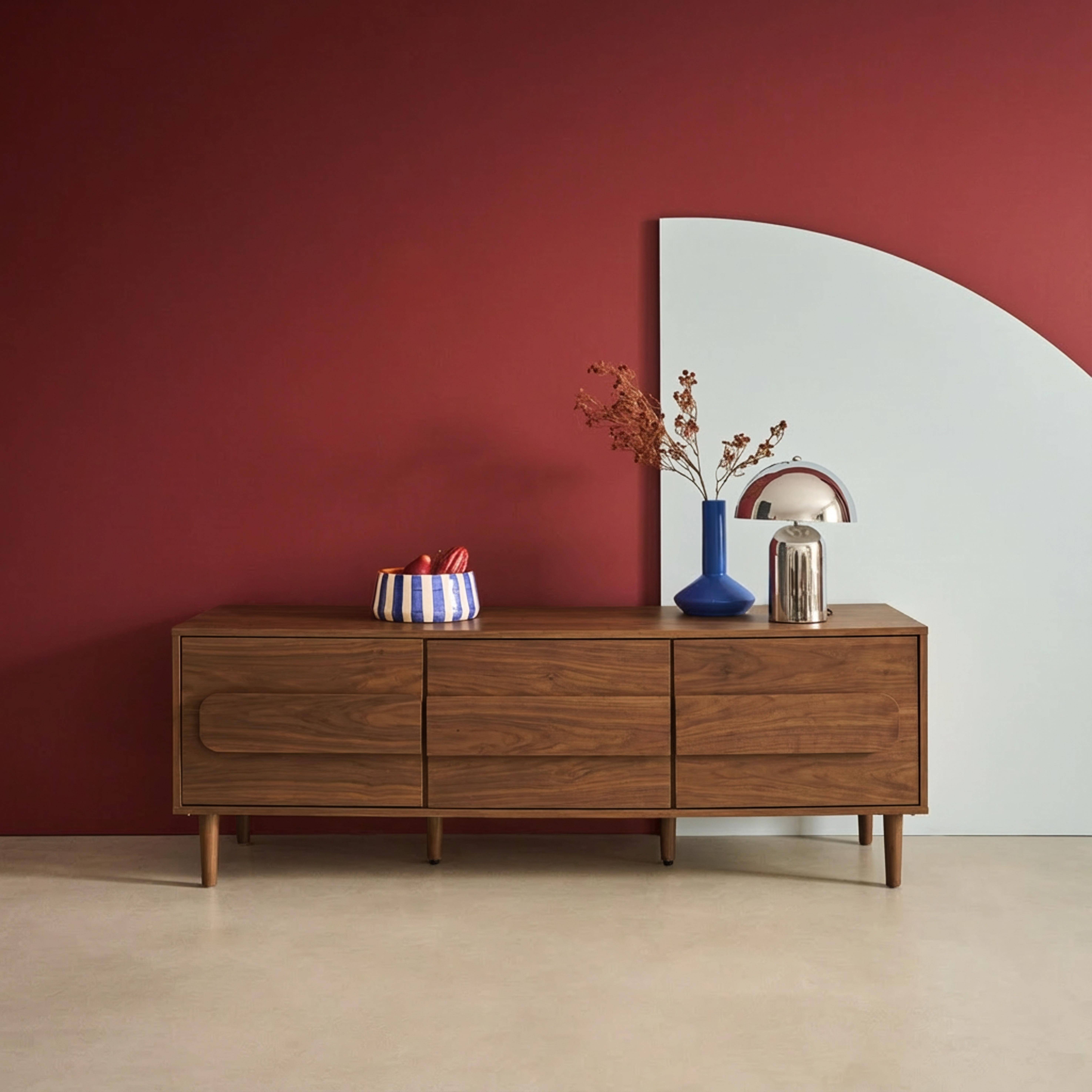 Vintage tv-meubel walnoothoutdecor 3 deuren 150x45x52cm - Juliana Photo2