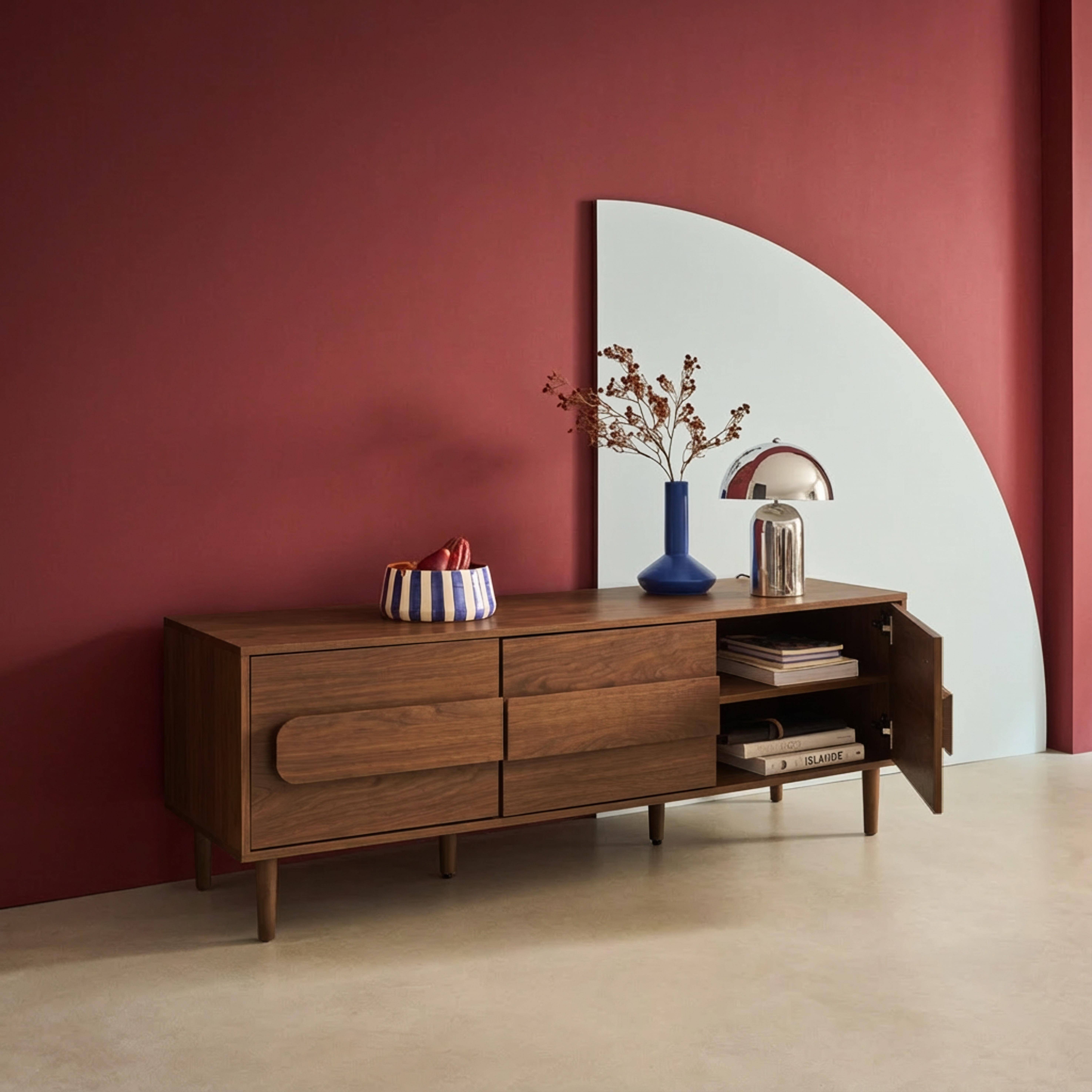 Vintage tv-meubel walnoothoutdecor 3 deuren 150x45x52cm - Juliana,sweeek,Photo3