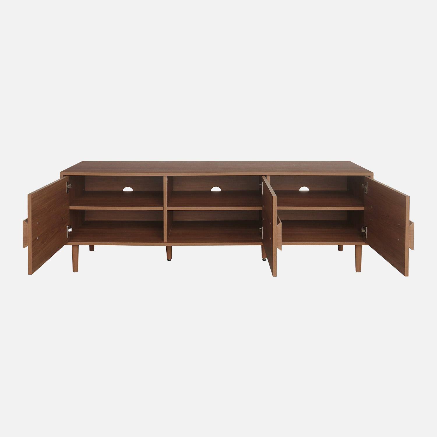 Meuble TV vintage effet bois de noyer 3 portes 150cm - Juliana Photo3
