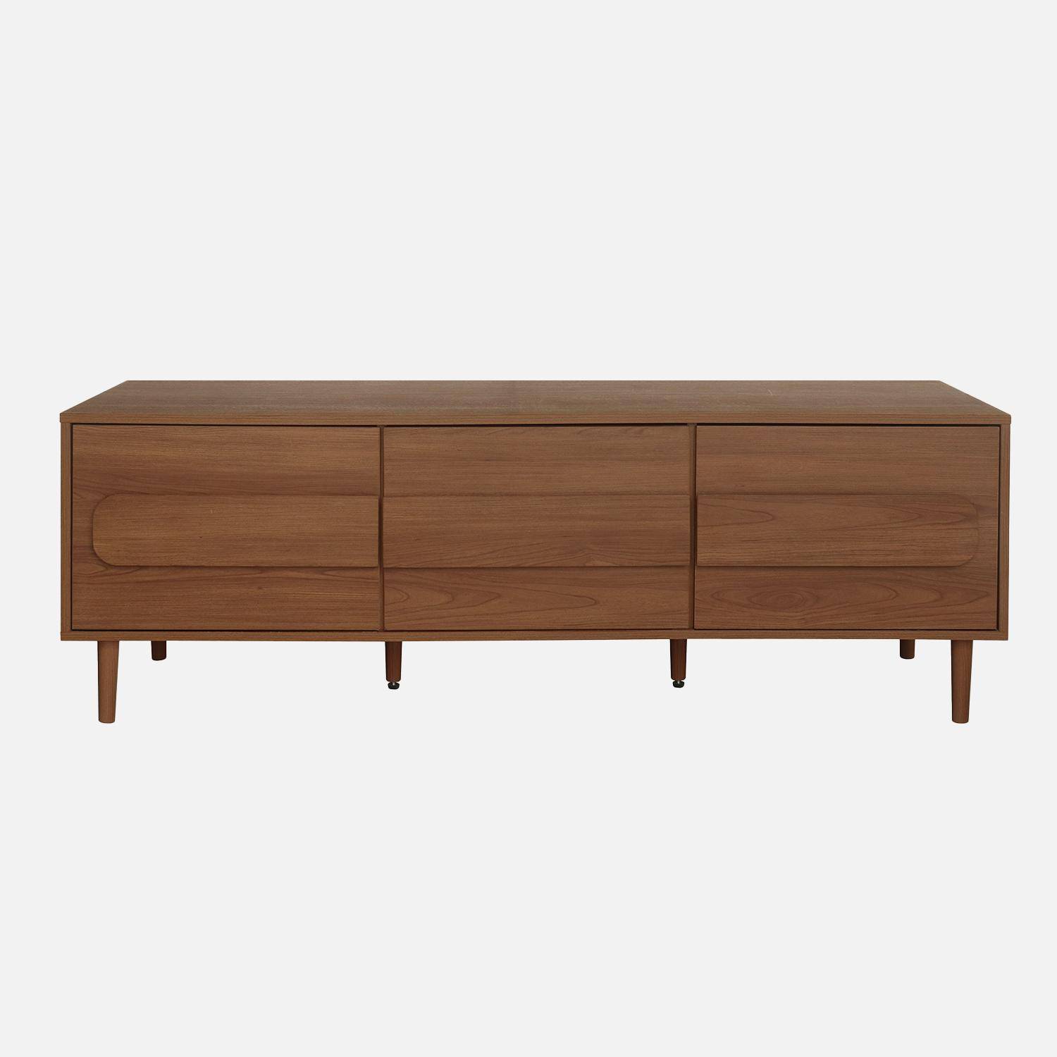 Meuble TV vintage effet bois de noyer 3 portes 150cm - Juliana Photo2