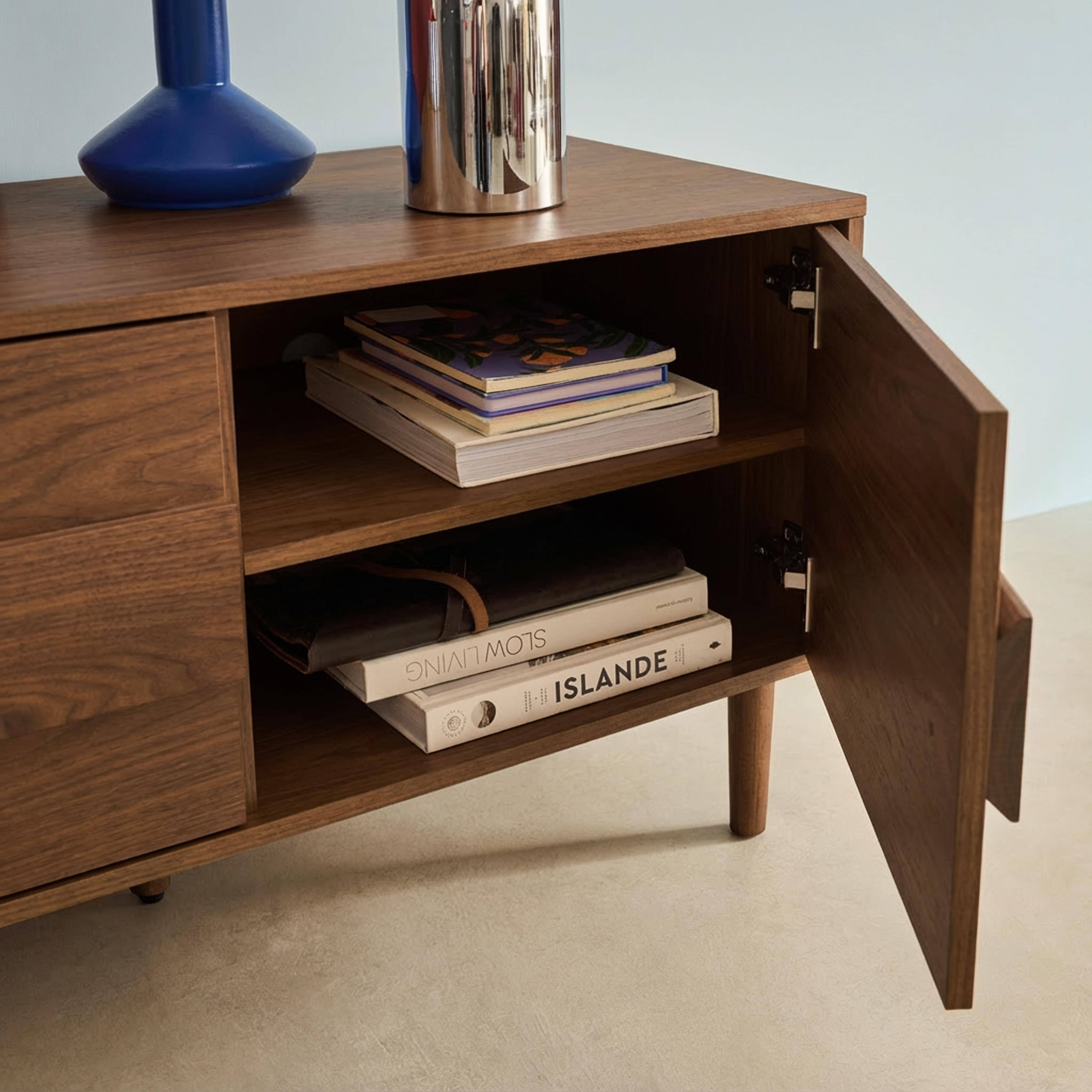 Vintage tv-meubel walnoothoutdecor 3 deuren 150x45x52cm - Juliana Photo4