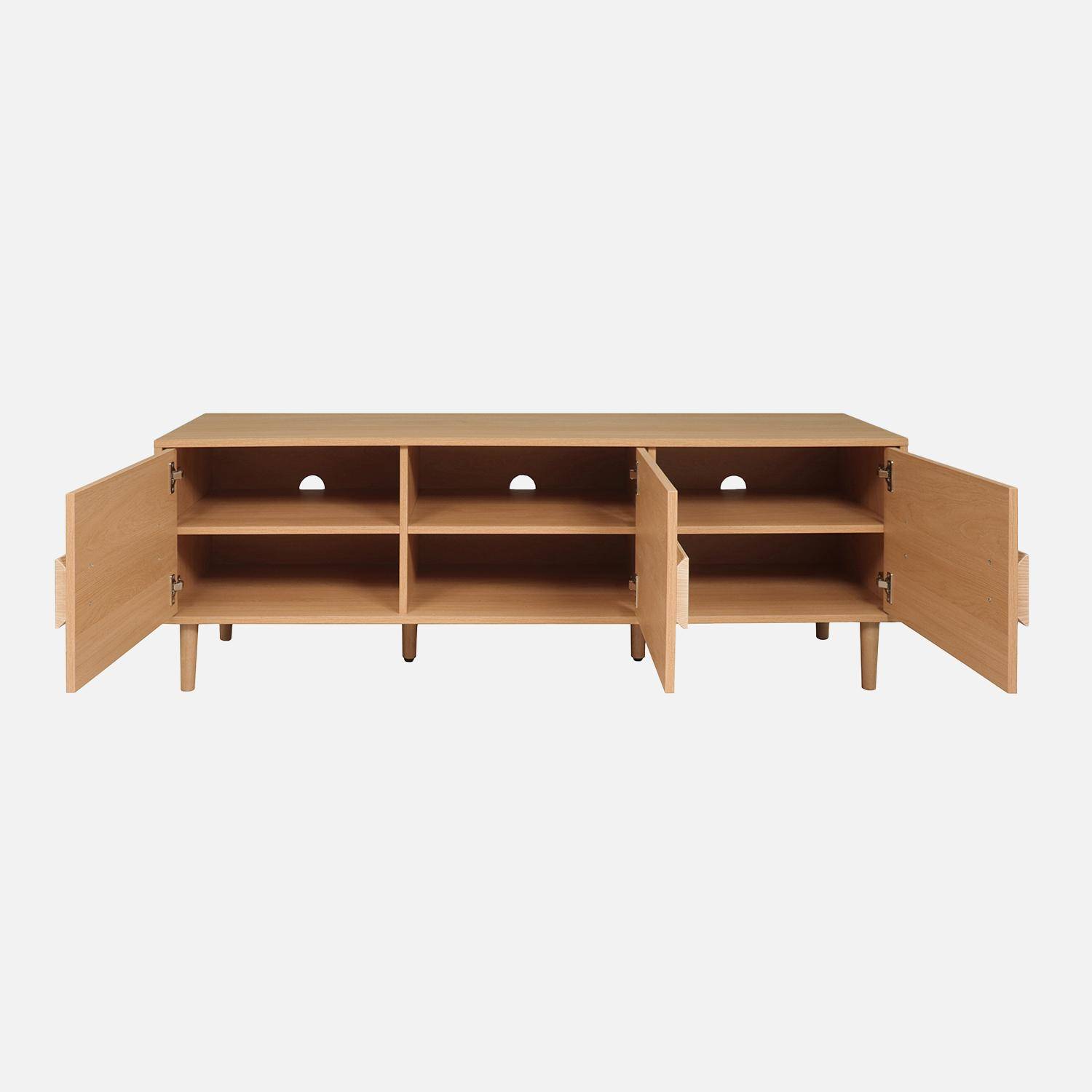 Mueble de TV vintage con efecto madera y 3 puertas, 150cm, Juliana, Roble, 150x45x52 cm,sweeek,Photo4