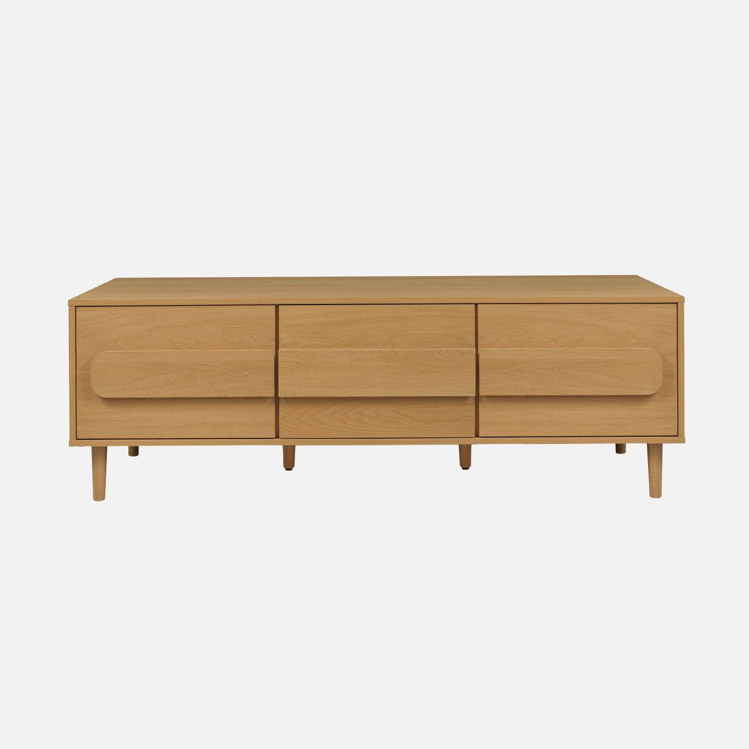 Meuble TV vintage effet bois de chêne 3 portes 150cm - Juliana Photo2