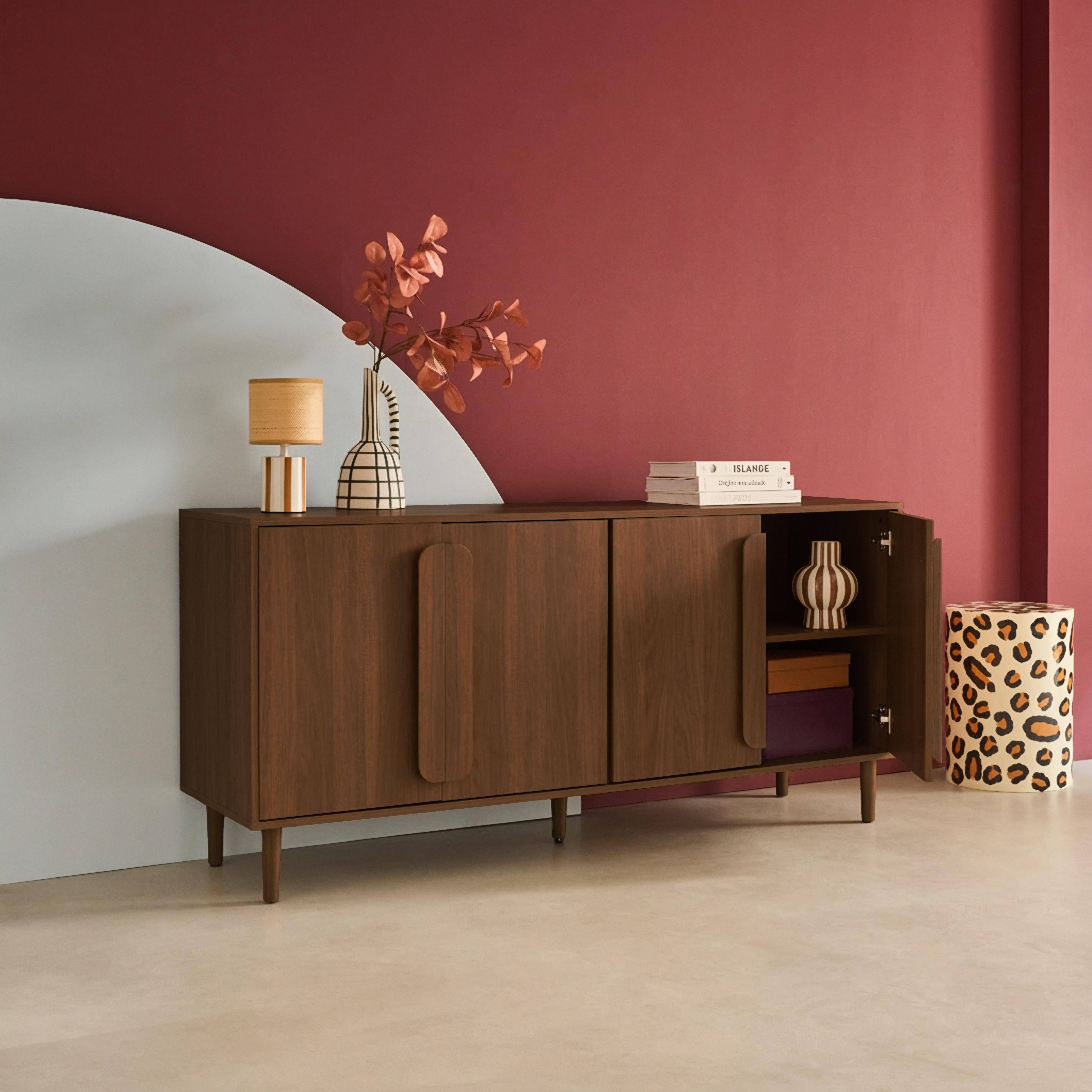 Vintage-Sideboard mit Nussbaumlook mit 4 Türen 160 cm