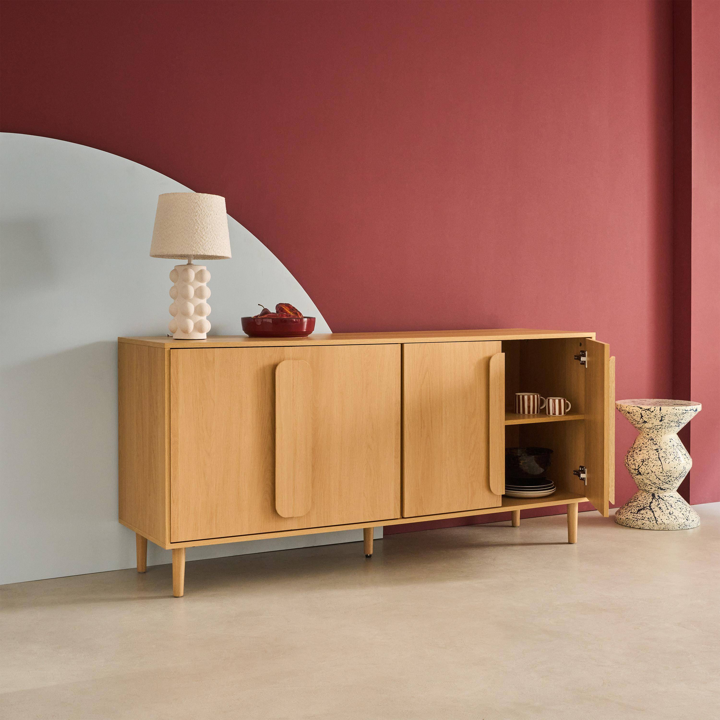 Vintage dressoir eikenhoutdecor 4 deuren 160x45x75cm - Juliana Photo5