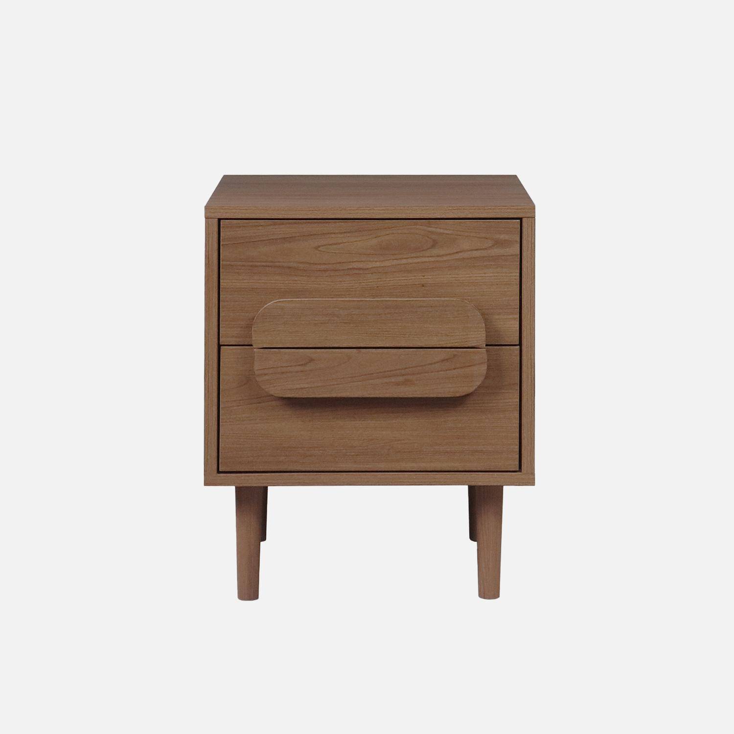 Table de chevet vintage effet bois de noyer 2 tiroirs L 40 x P 40 x H 50cm - Juliana Photo2